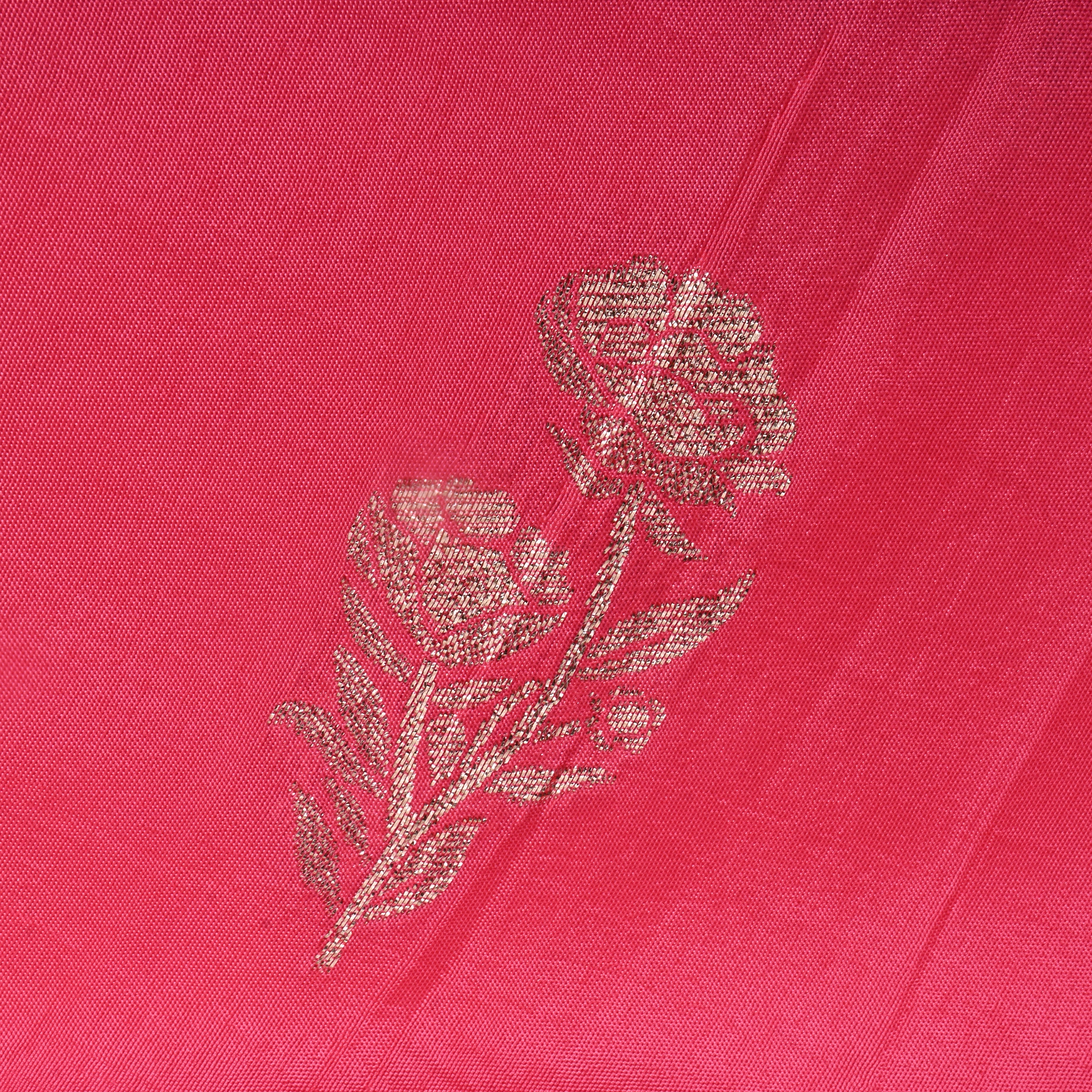 Peach Pink Zari Woven Silk Fabric