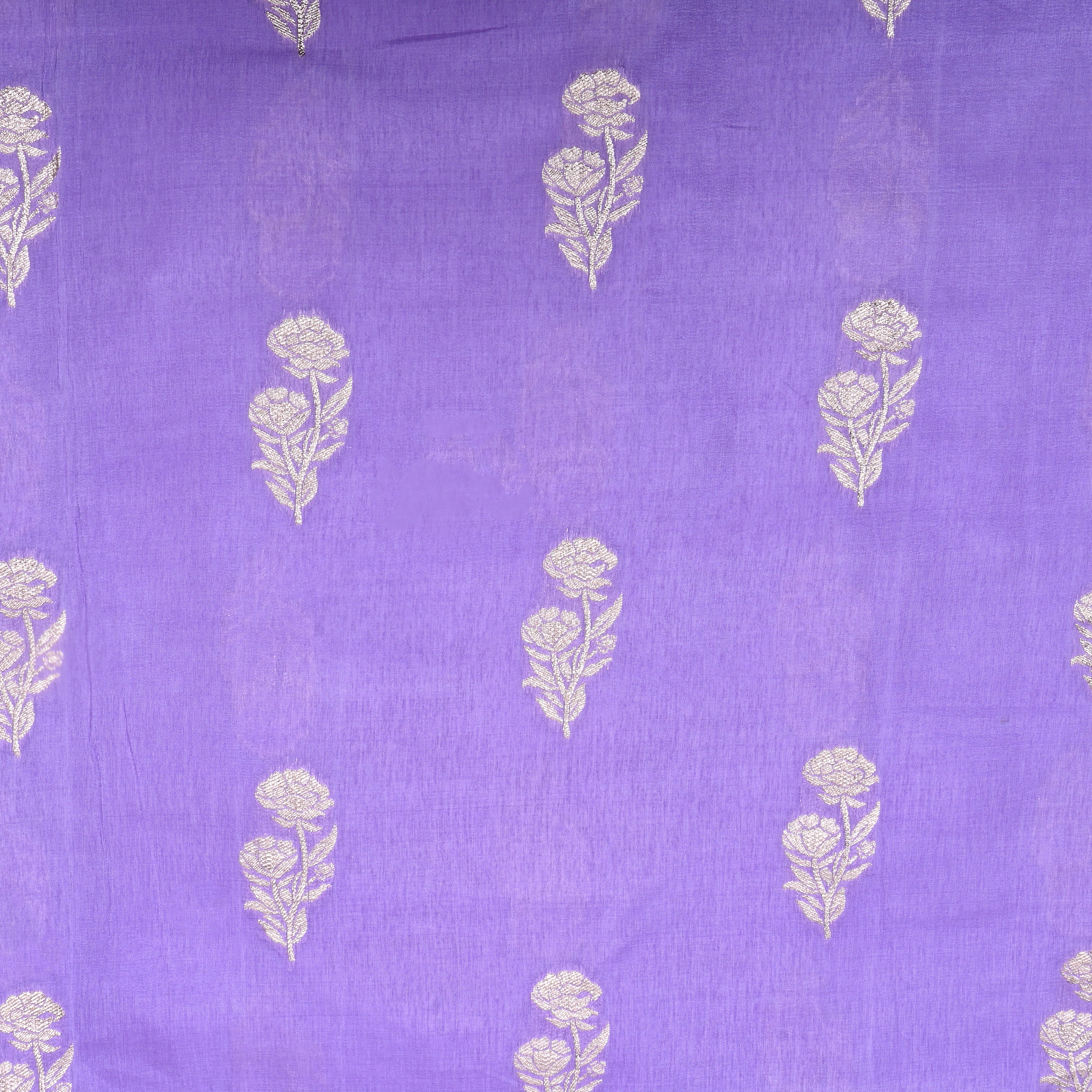 Light Chalk Purple Zari Woven Silk Fabric