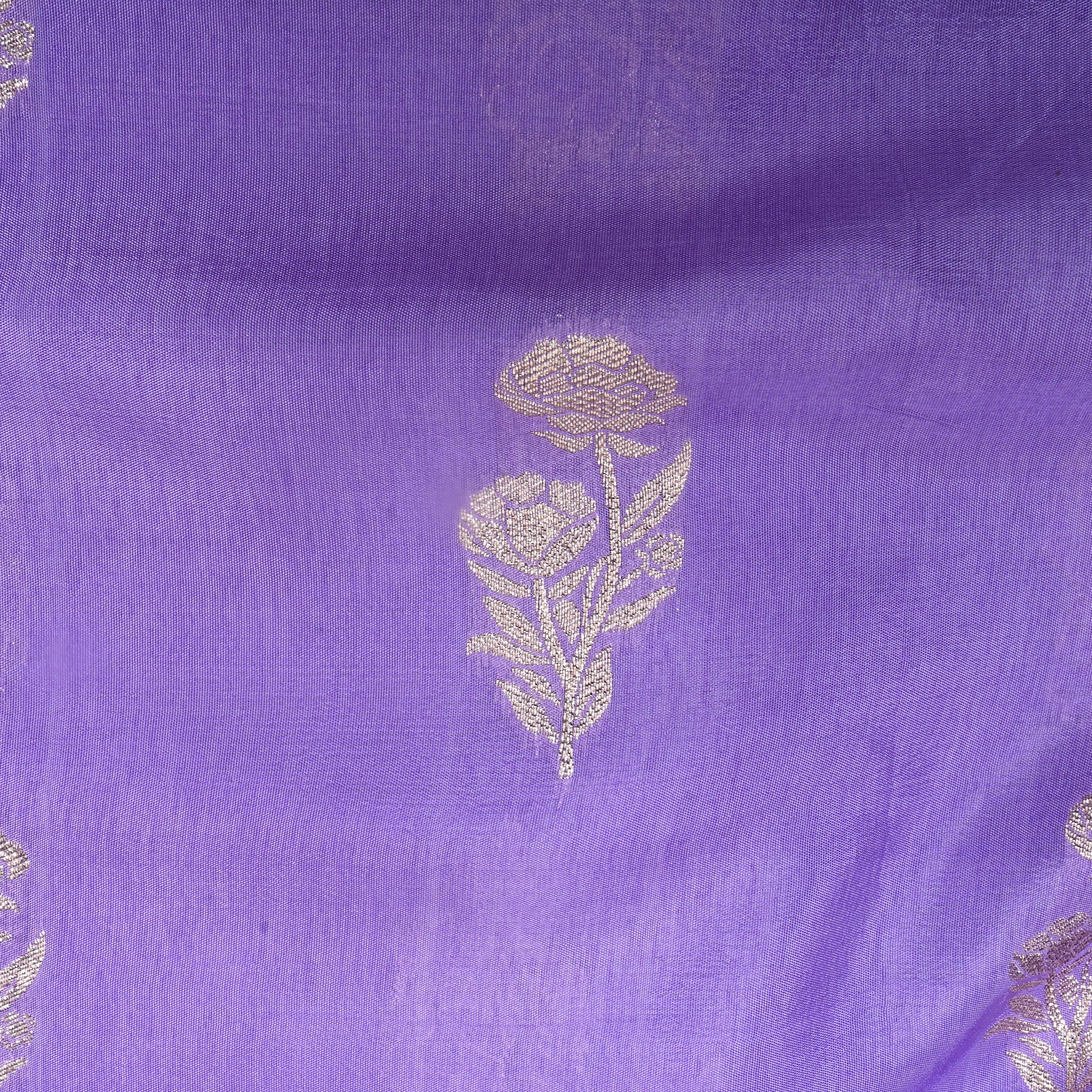 Light Chalk Purple Zari Woven Silk Fabric