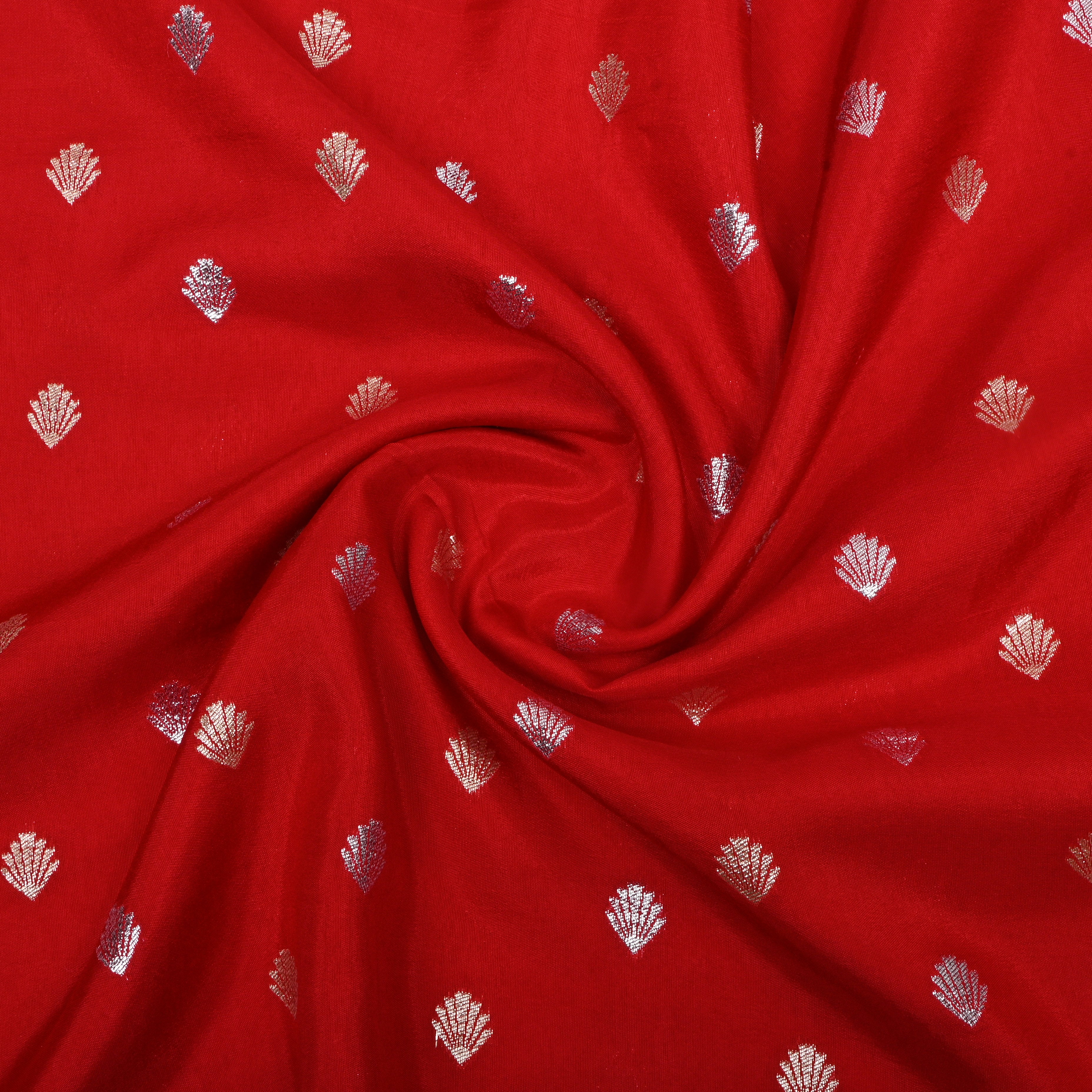Scarlet Red Zari Woven Silk Fabric
