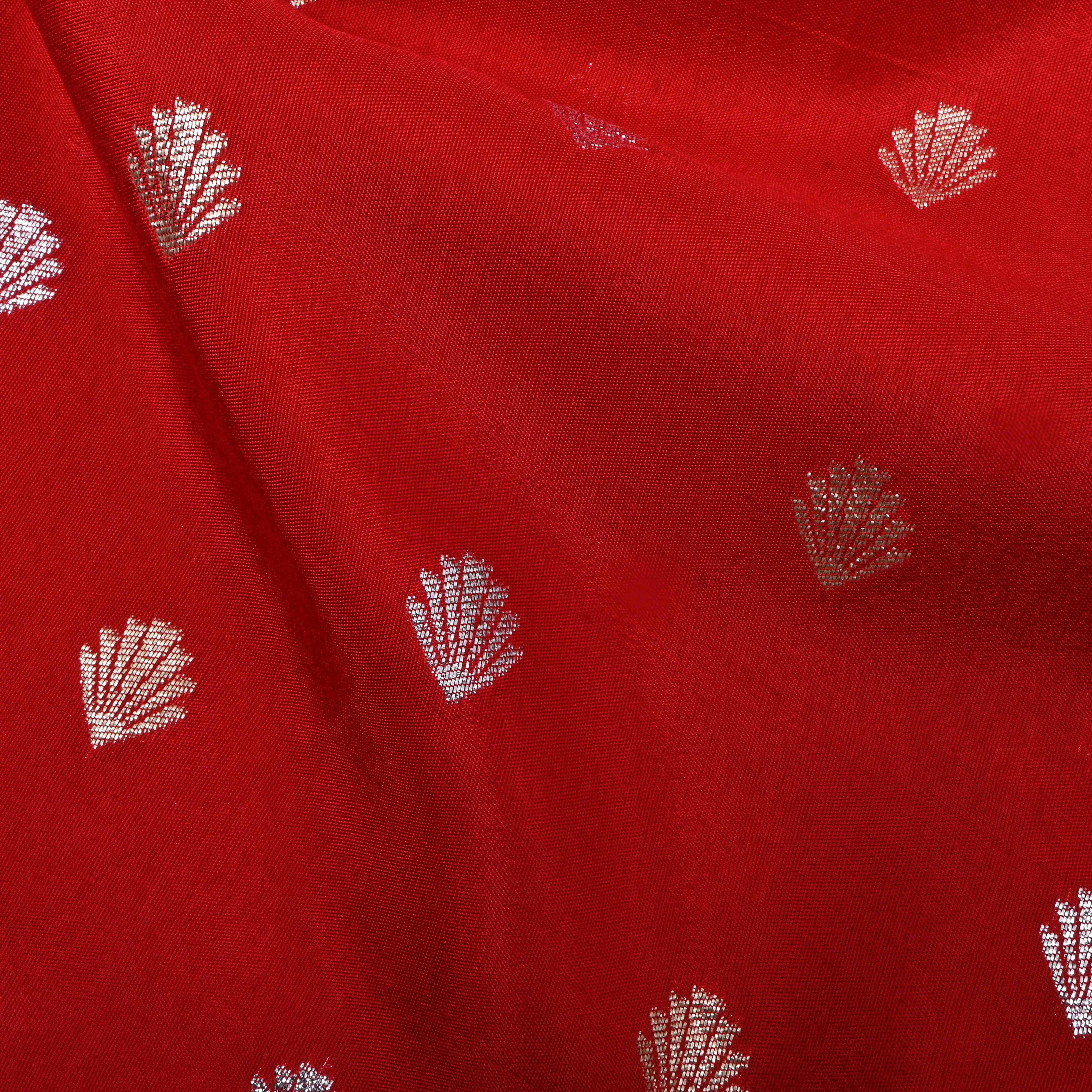 Scarlet Red Zari Woven Silk Fabric