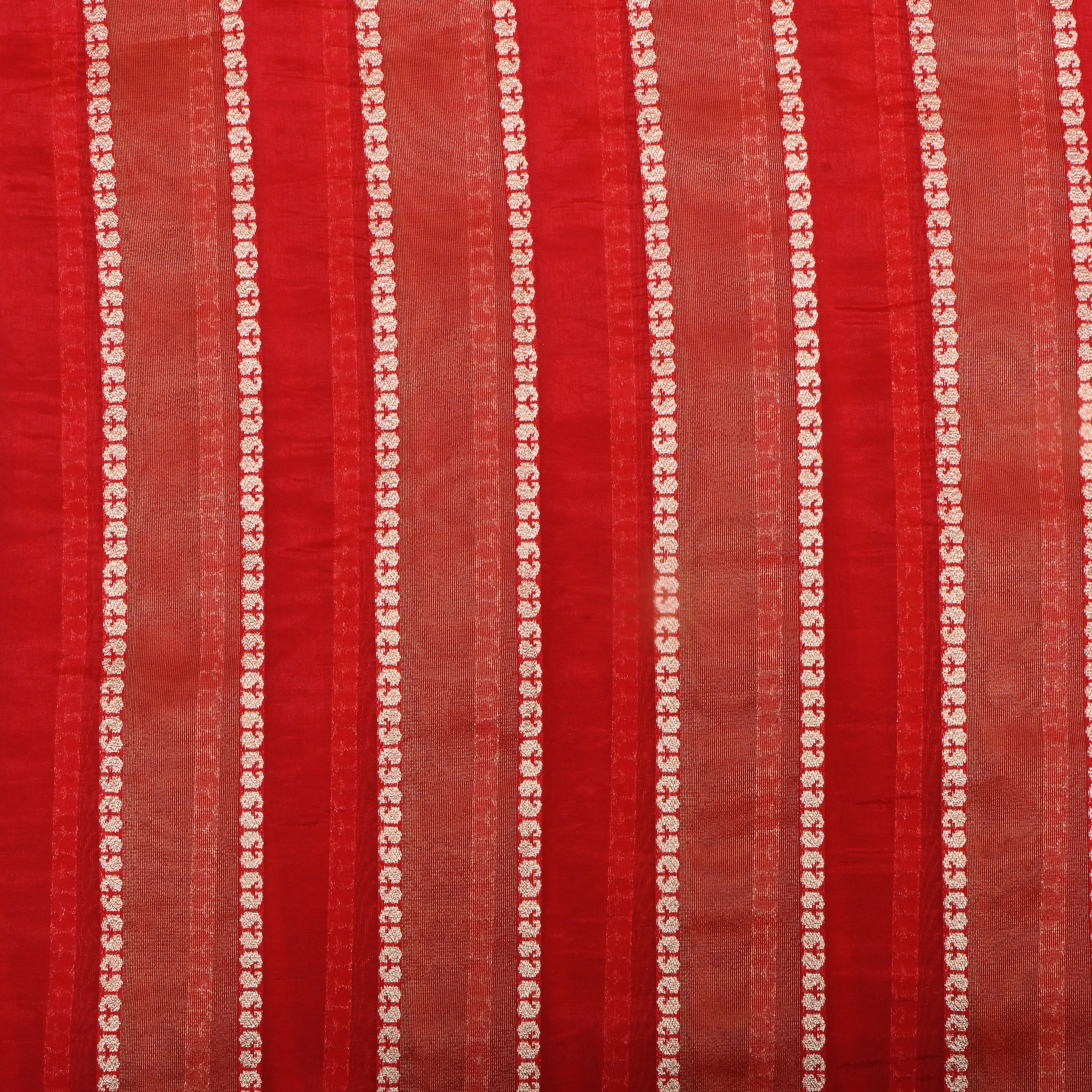 Candy Red Jamawar Silk Fabric