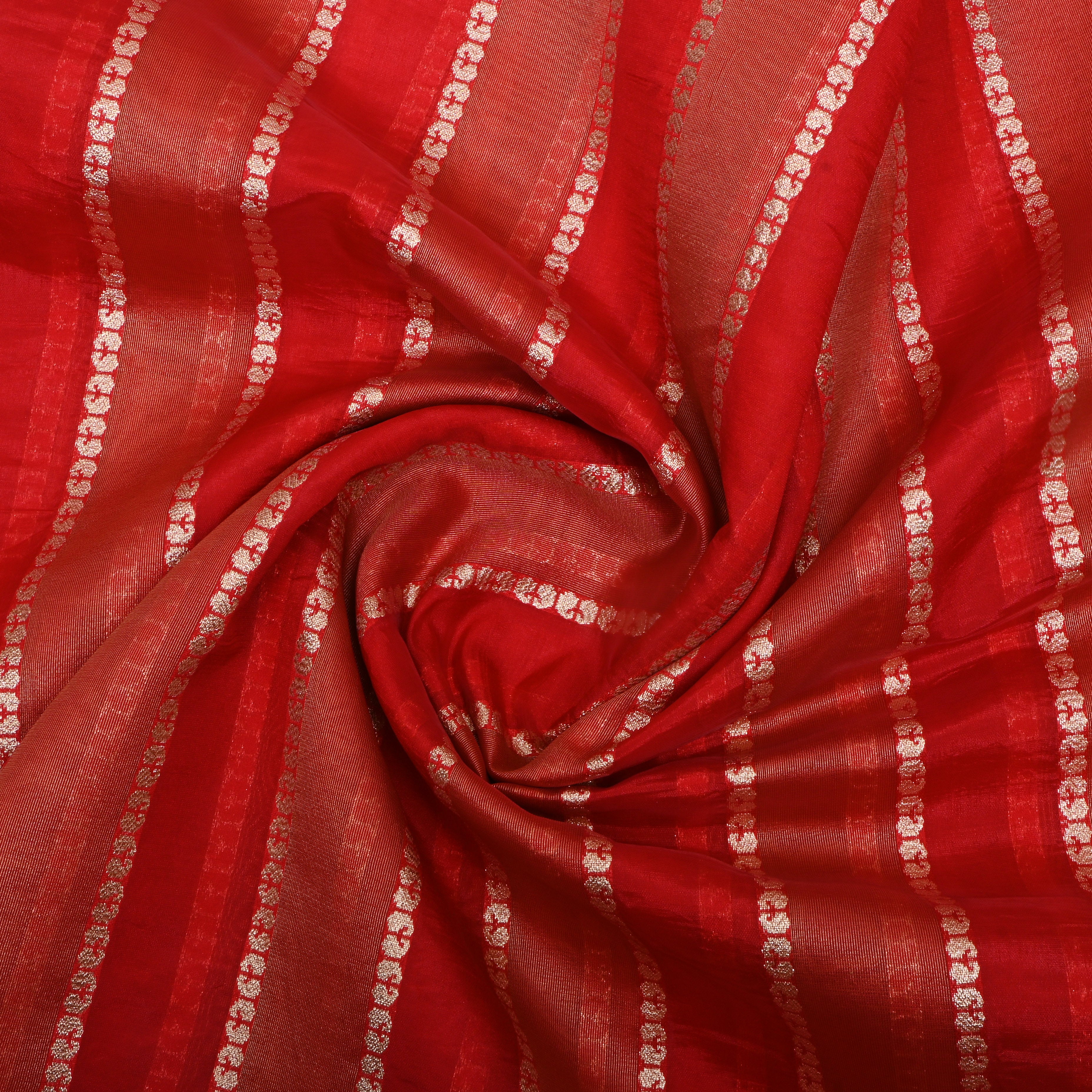 Candy Red Jamawar Silk Fabric