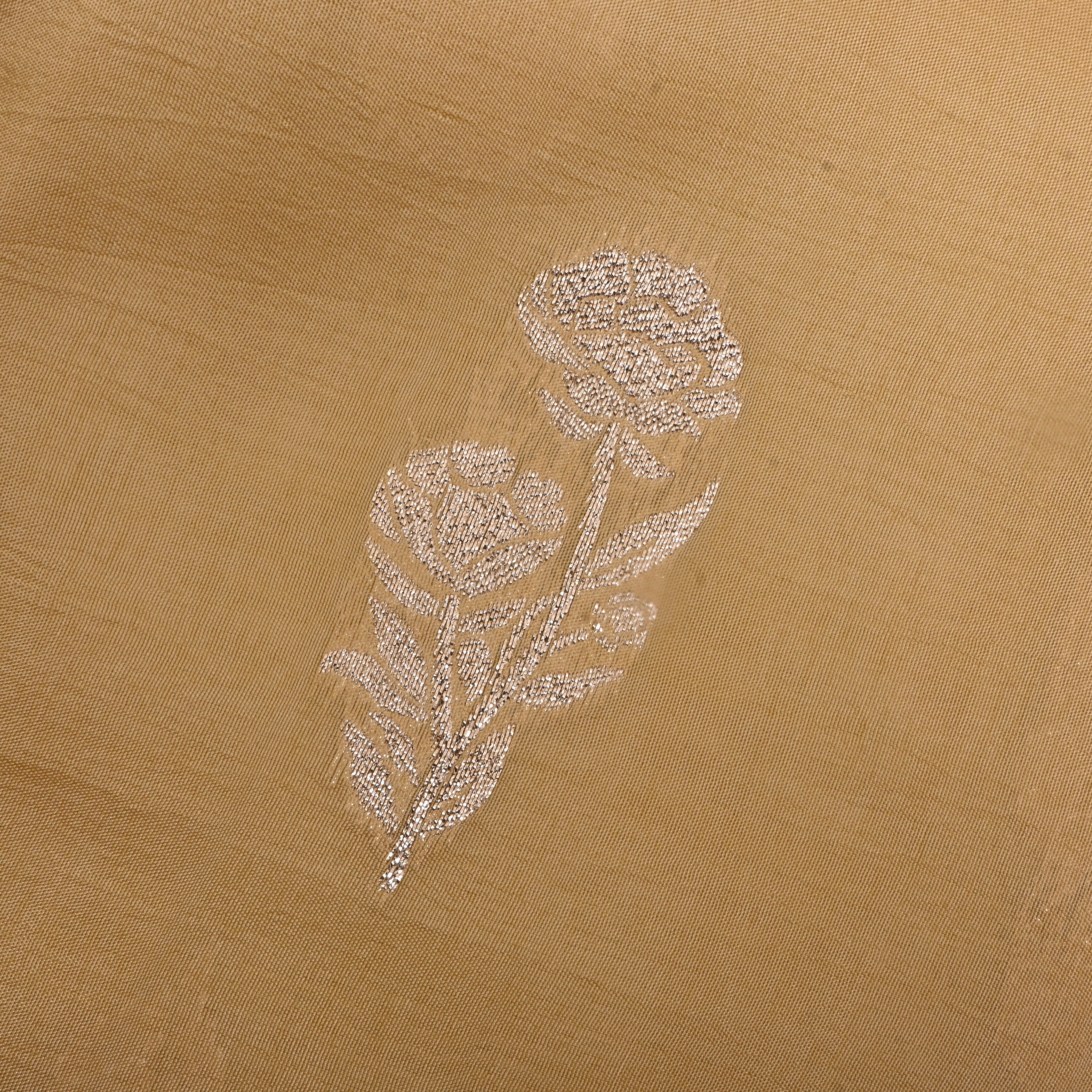 Peach Orange Zari Woven Silk Fabric