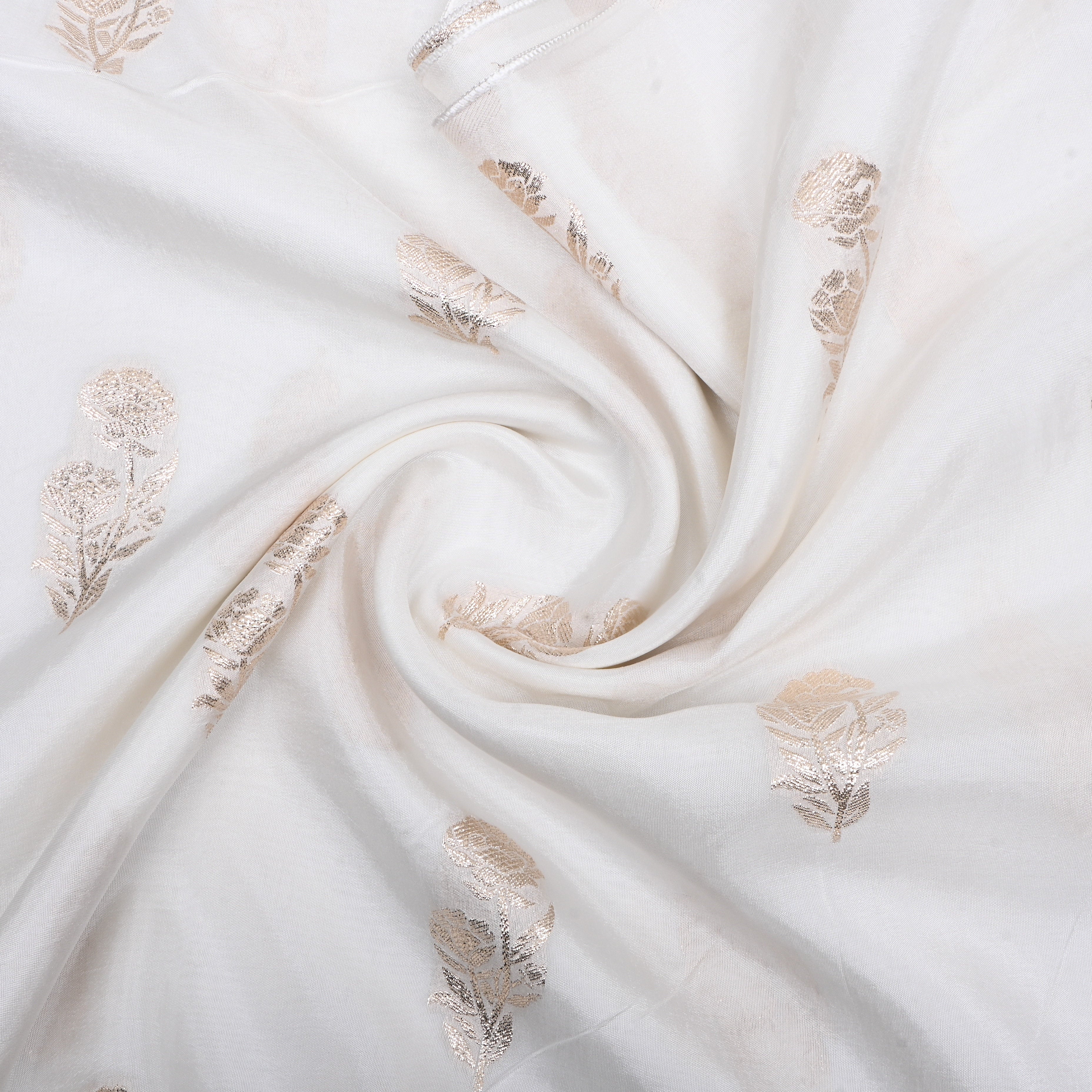 White Zari Woven Silk Fabric