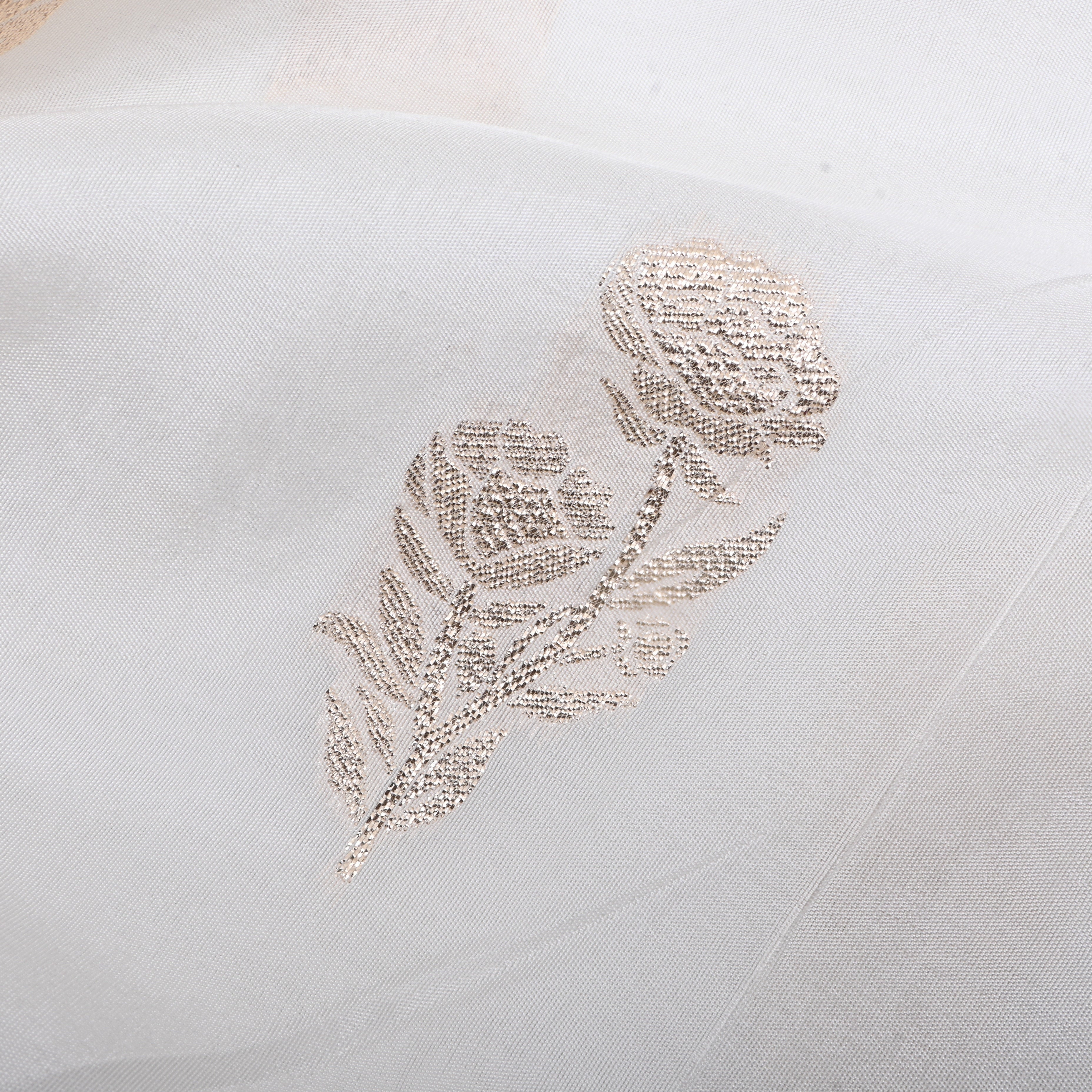 White Zari Woven Silk Fabric
