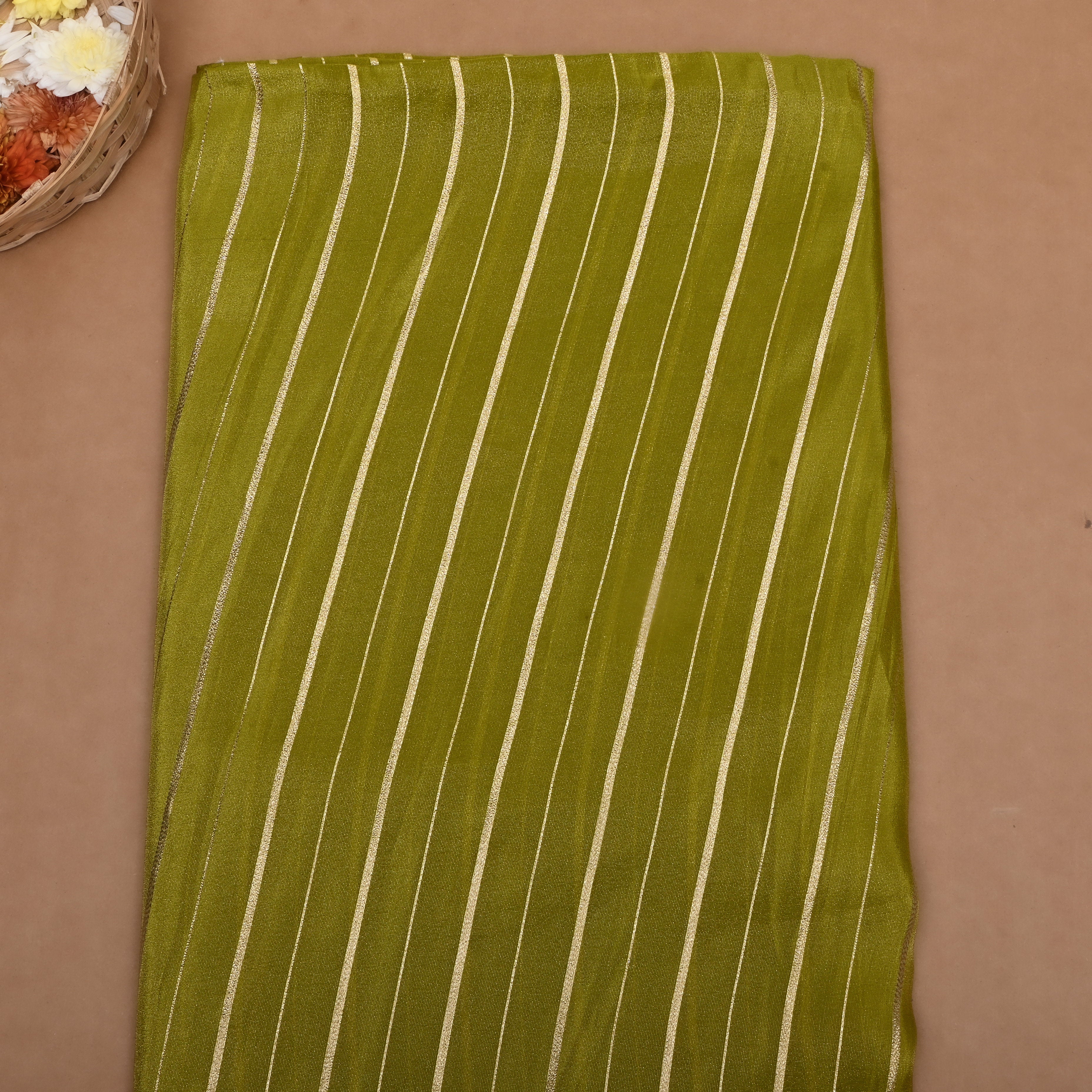 Kite Green Zari Woven Tissue Fabric