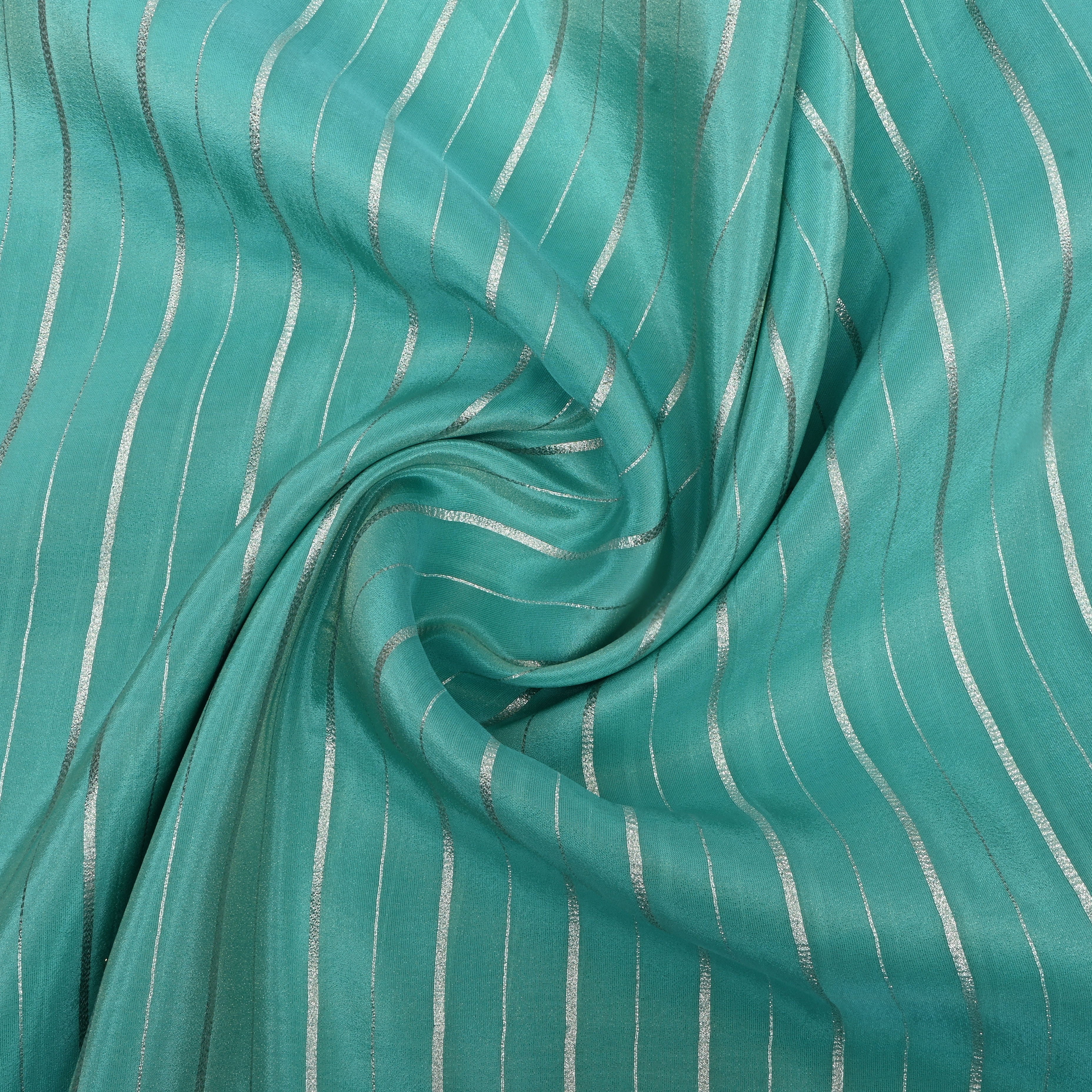 Bright Turquoise Zari Woven Tissue Fabric