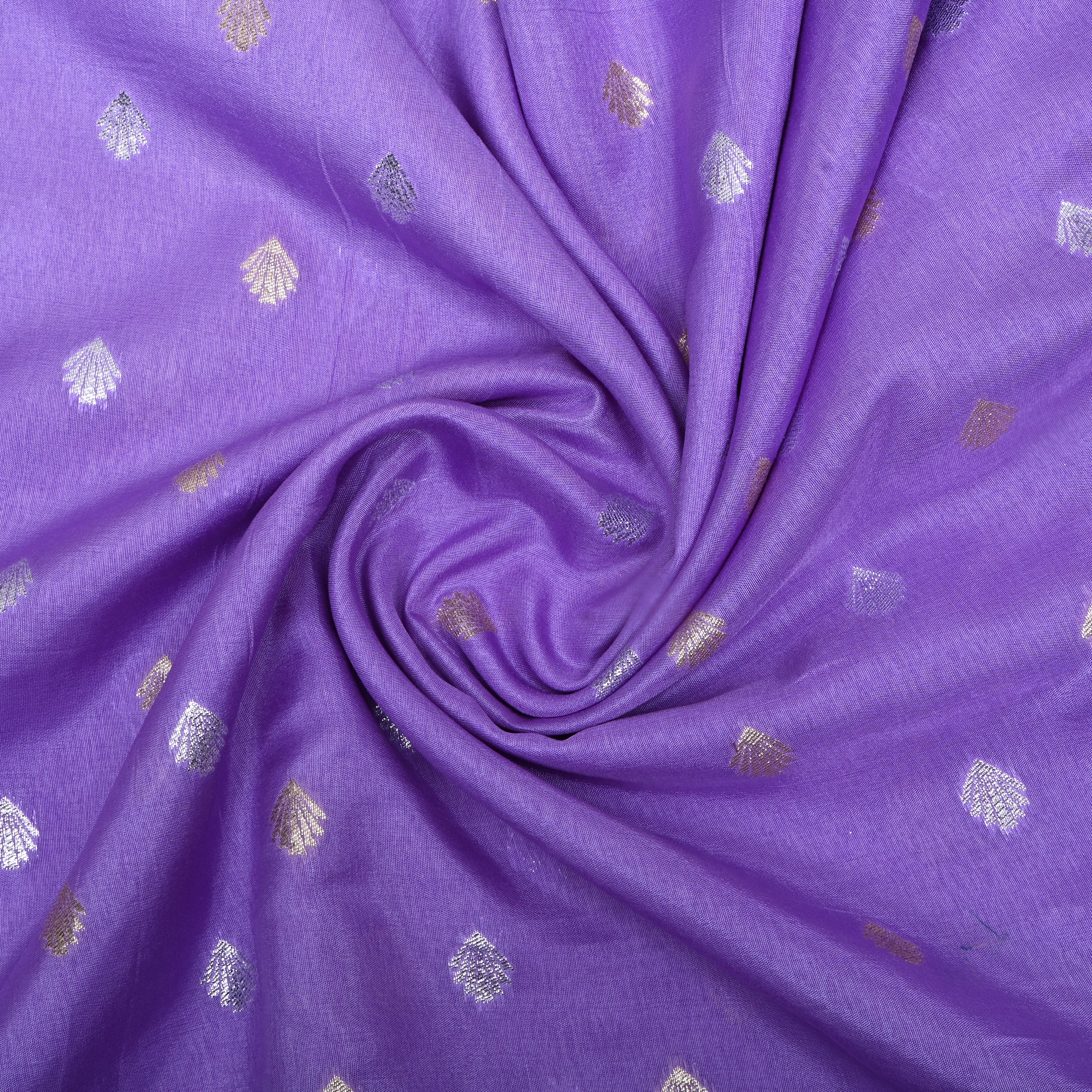 Chalk Lavender Zari Woven Silk Fabric