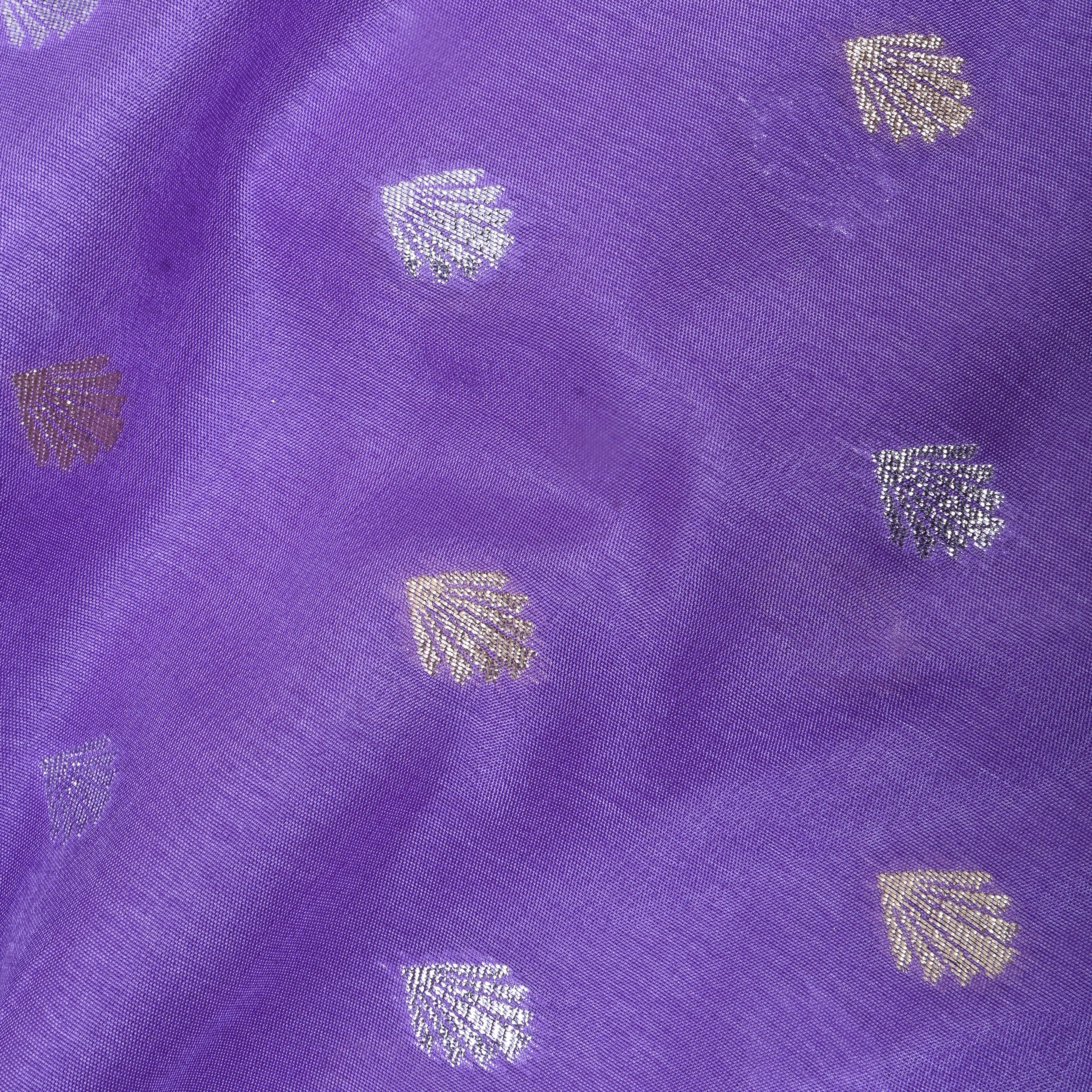 Chalk Lavender Zari Woven Silk Fabric