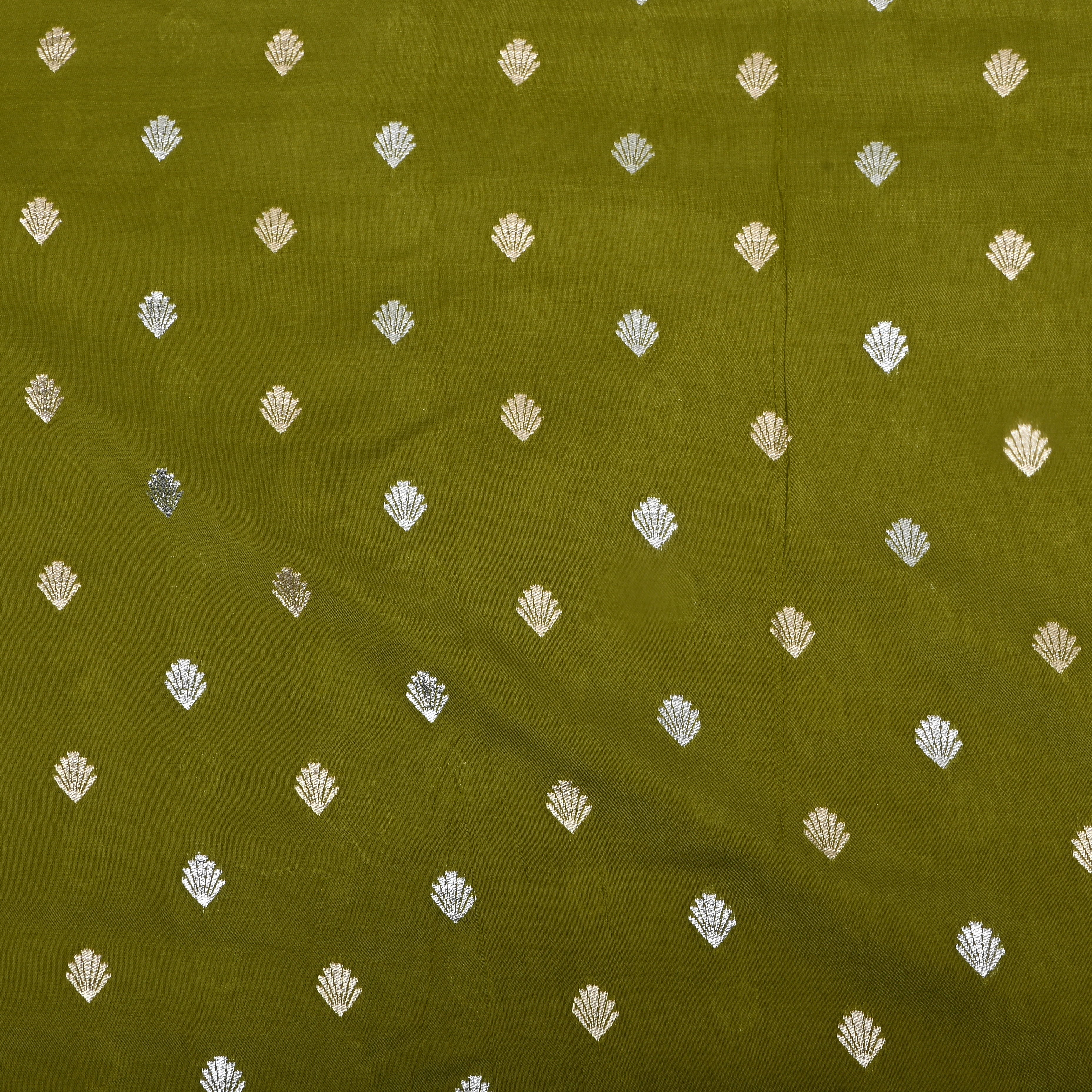 Mehendi Green Zari Woven Silk Fabric