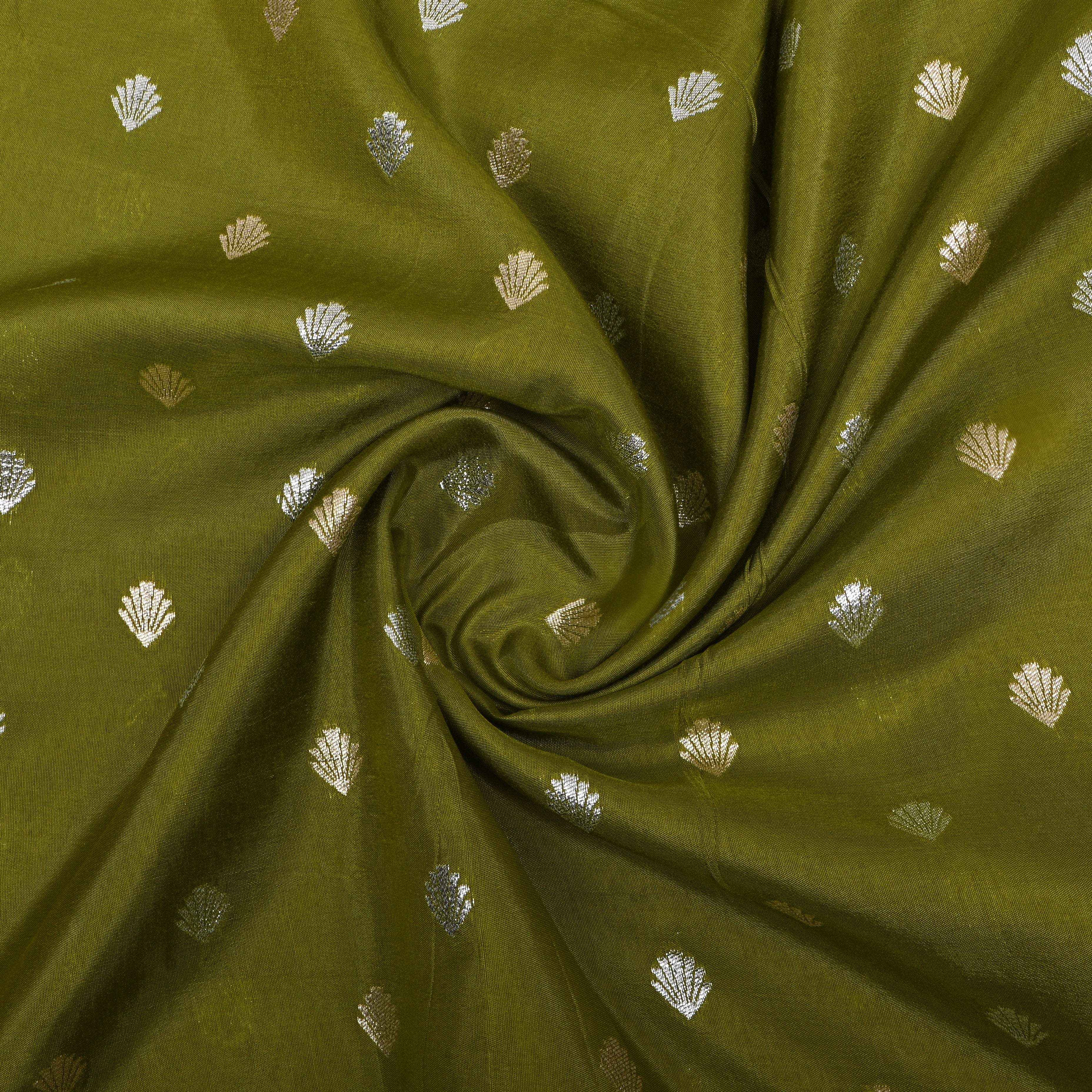Mehendi Green Zari Woven Silk Fabric