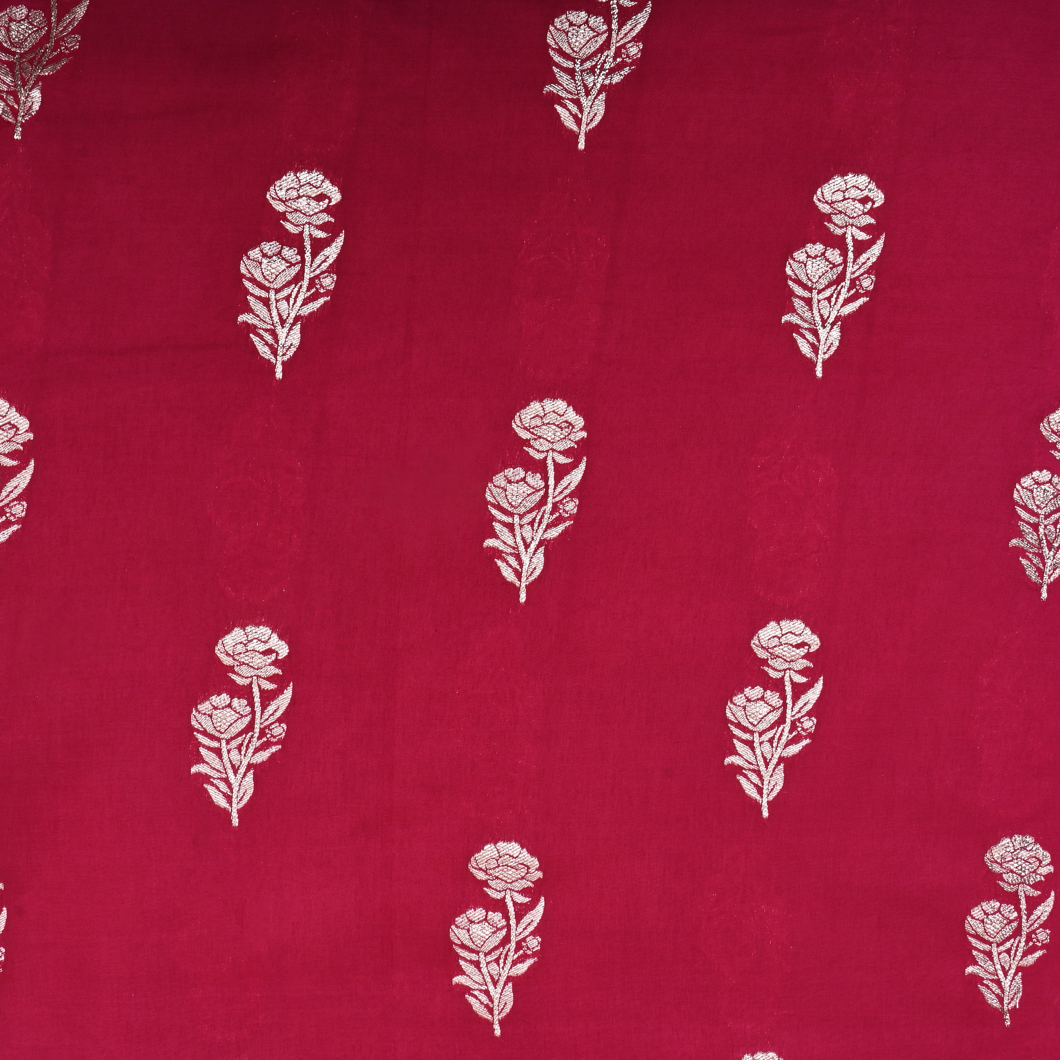 Deep Pink Zari Woven Silk Fabric