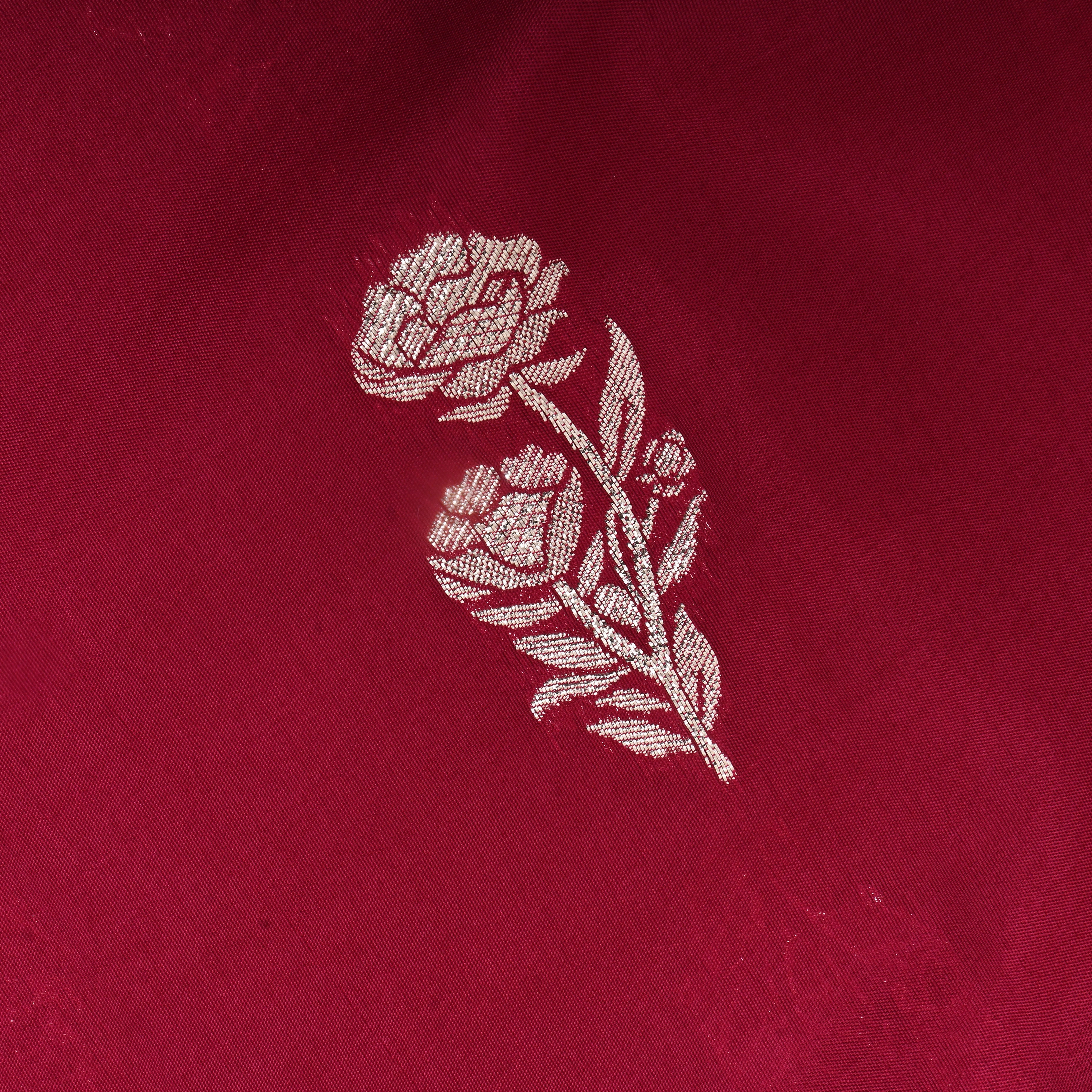 Deep Pink Zari Woven Silk Fabric