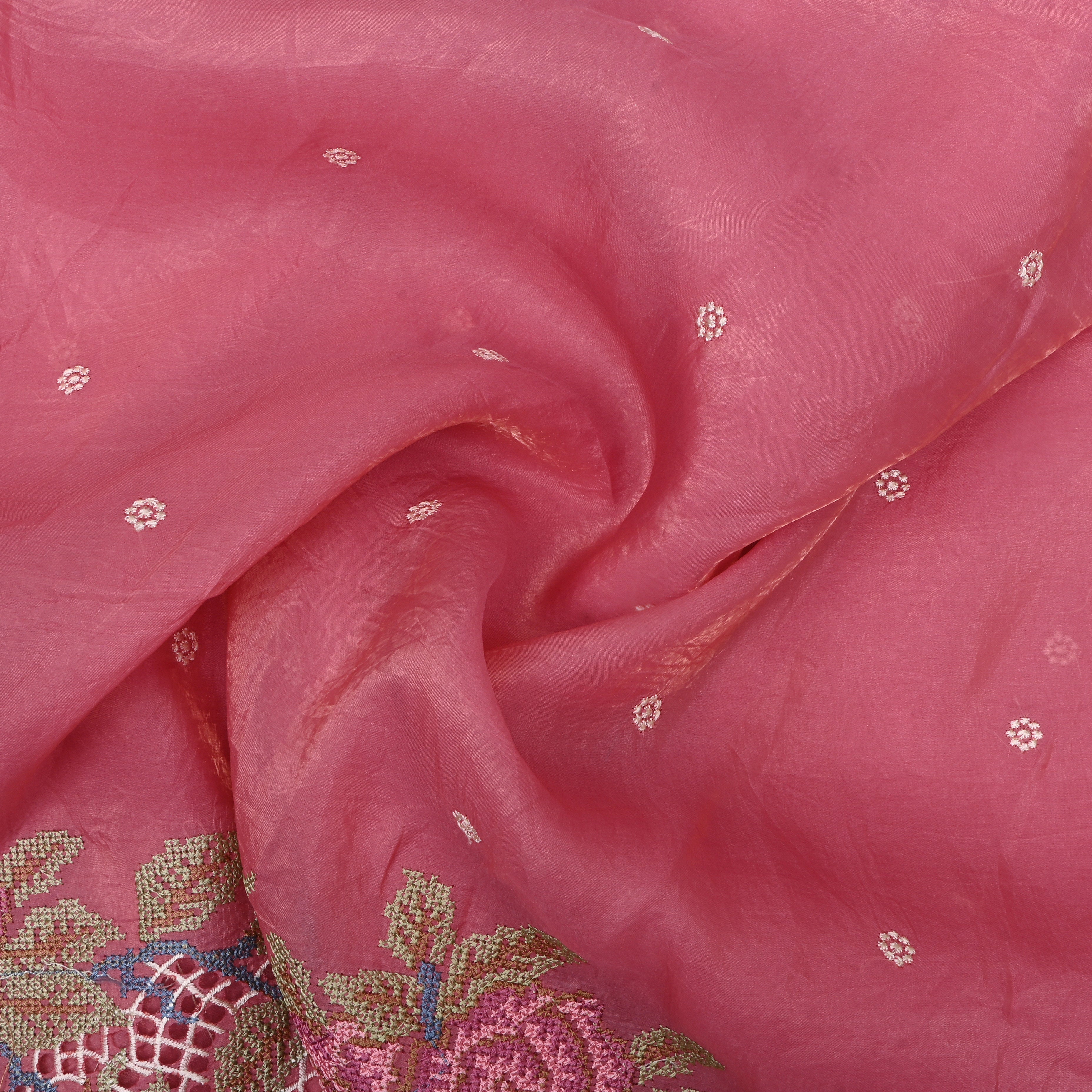 Candy Pink Petit Point Organza Fabric