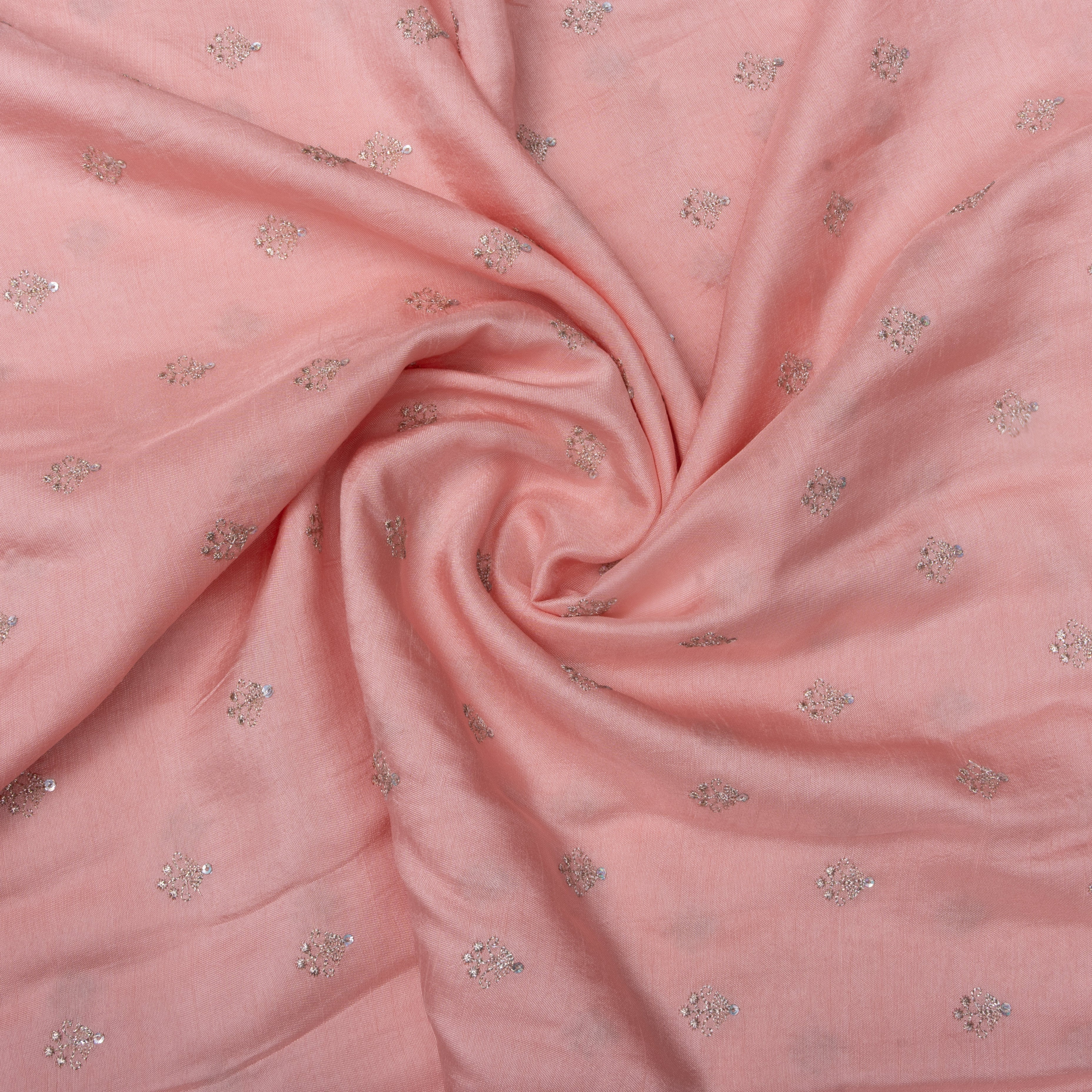 Pastel Pink Embroidered Silk Fabric