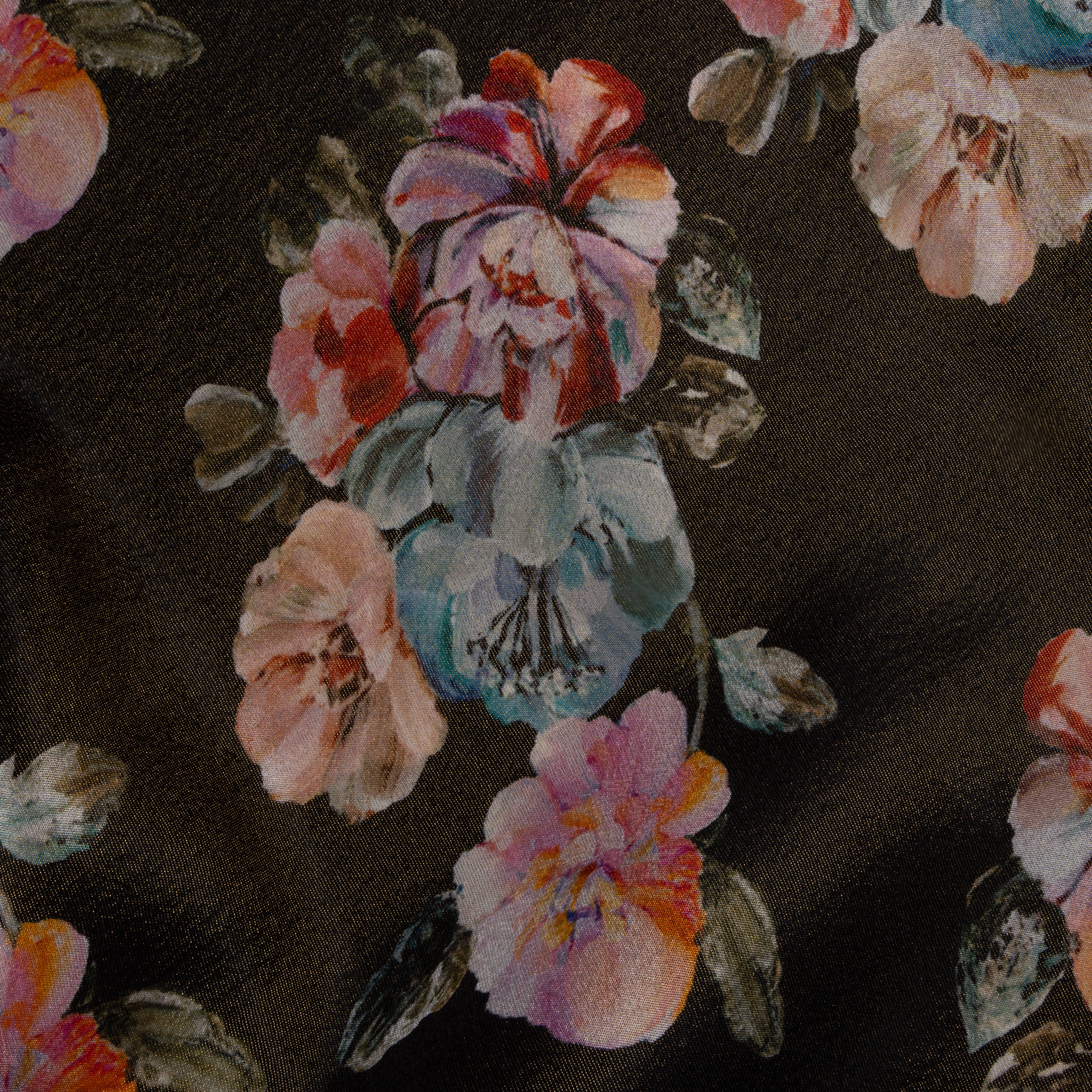Chestnut Brown Digital Printed Floral Tissue Fabric