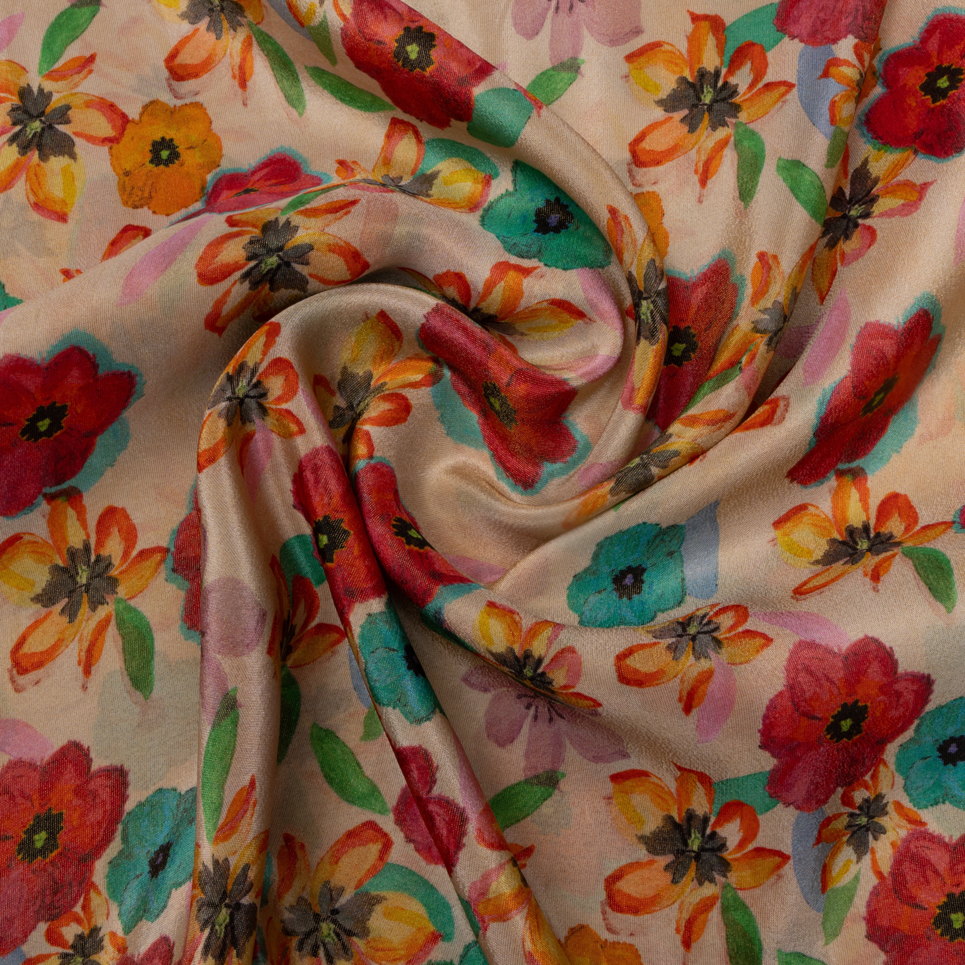 Multicolour Floral Printed Tissue Fabric