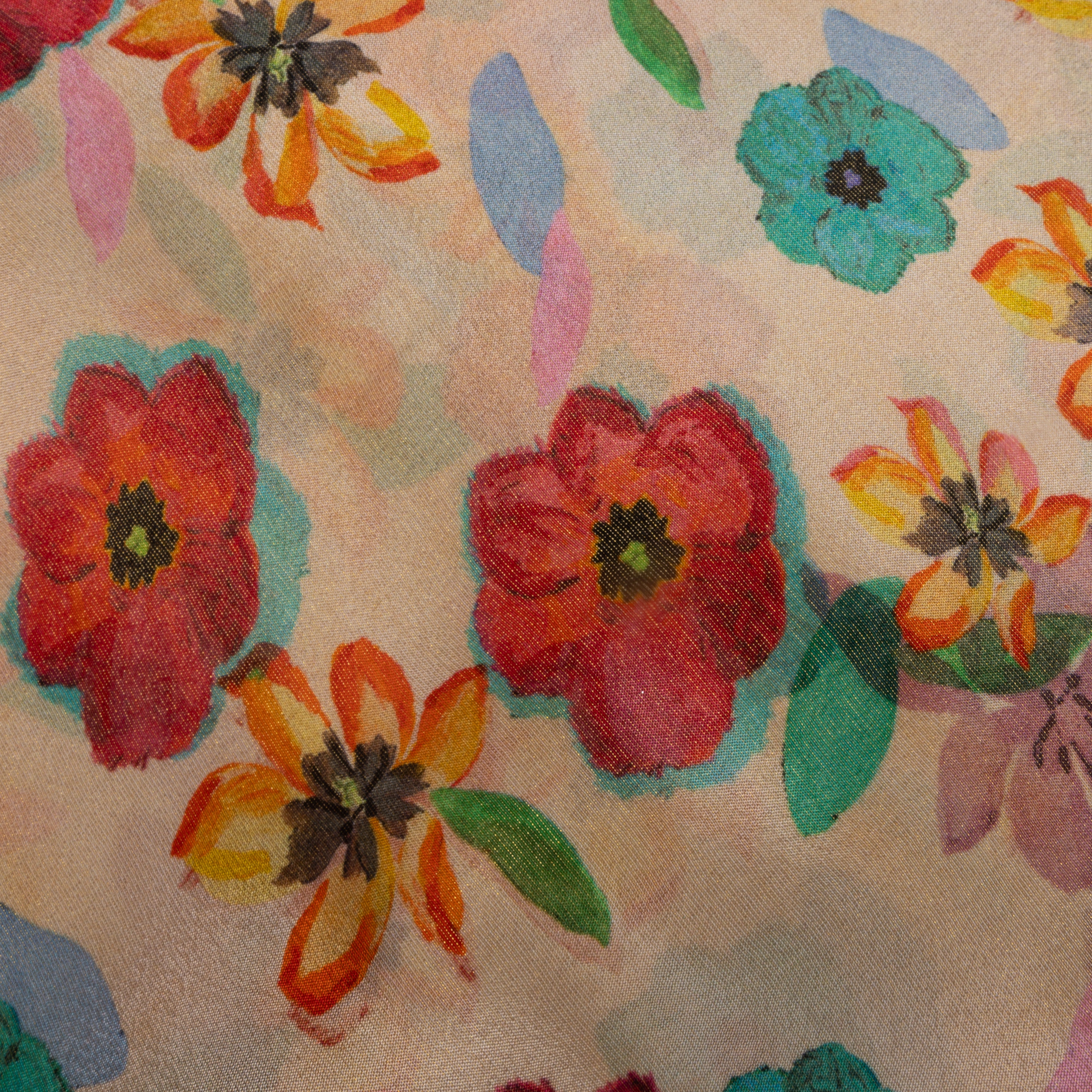 Multicolour Floral Printed Tissue Fabric