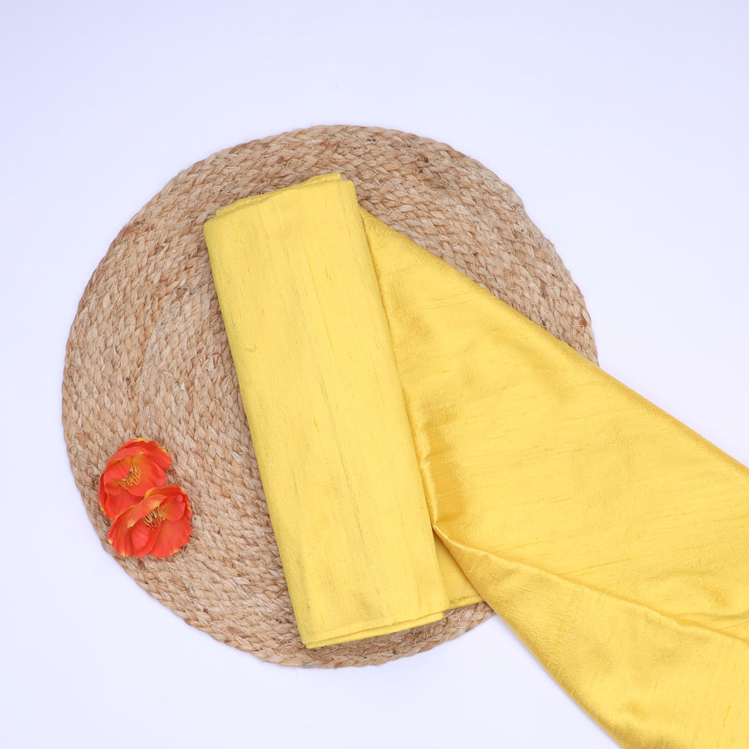 Lemon Yellow Color Plain Silk Fabric
