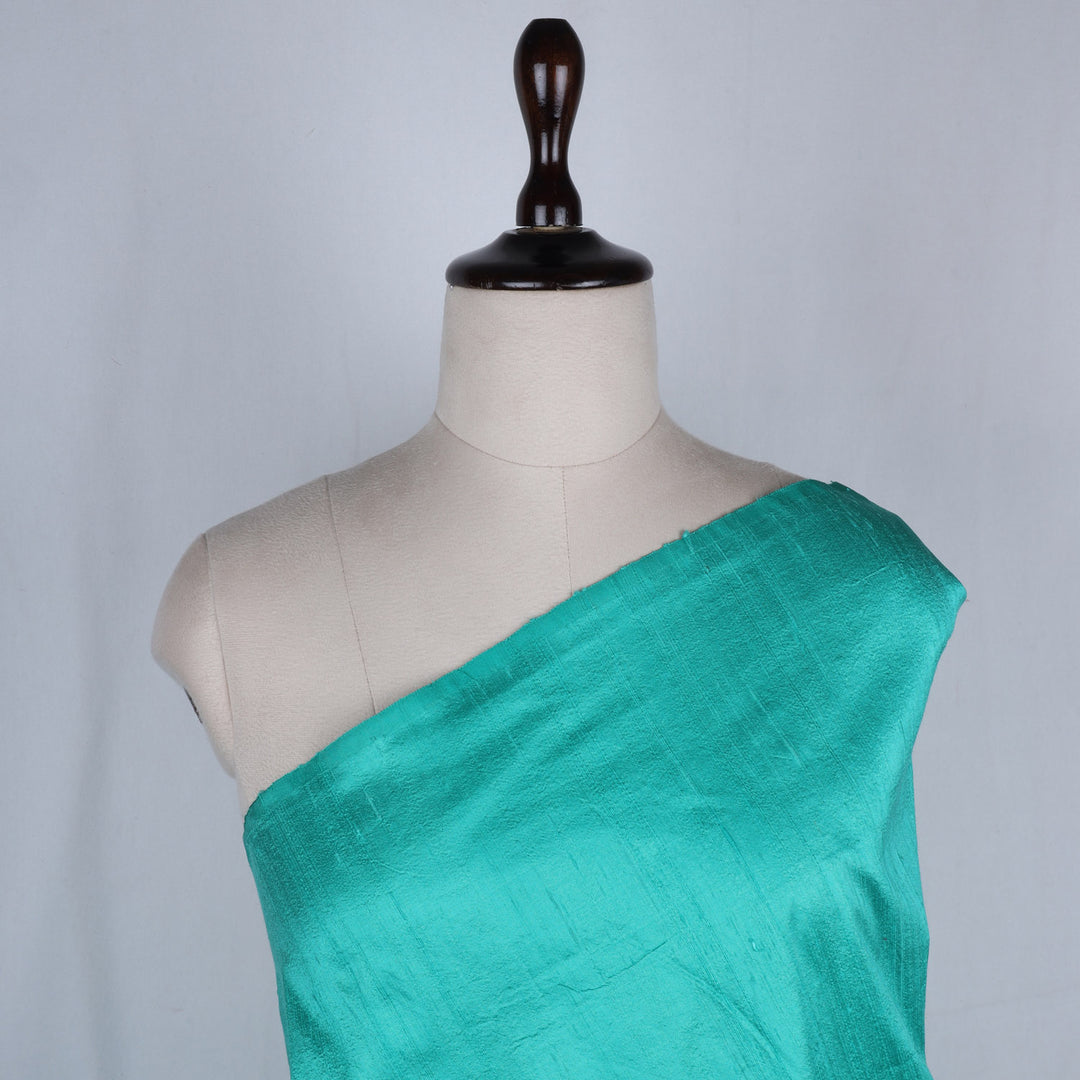 Turquoise Blue Color Plain Silk Fabric