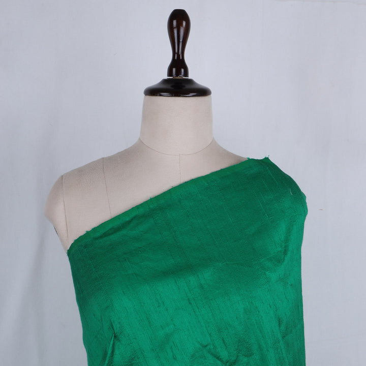 Cadmium Green Color Plain Silk Fabric
