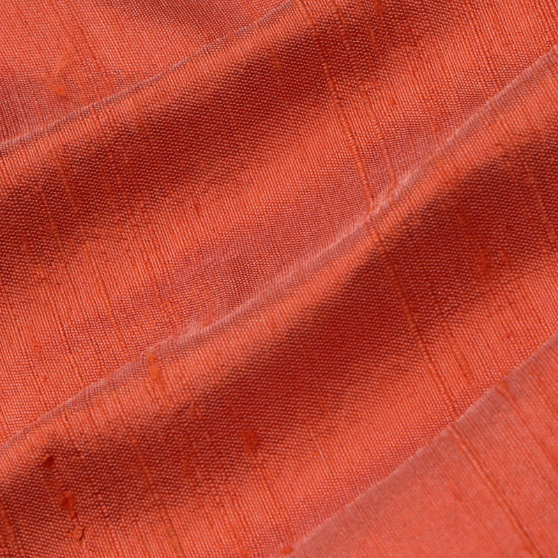 Dark Coral Orange Color Plain Silk Fabric