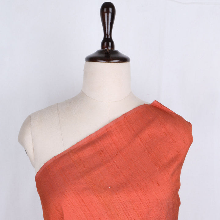 Dark Coral Orange Color Plain Silk Fabric