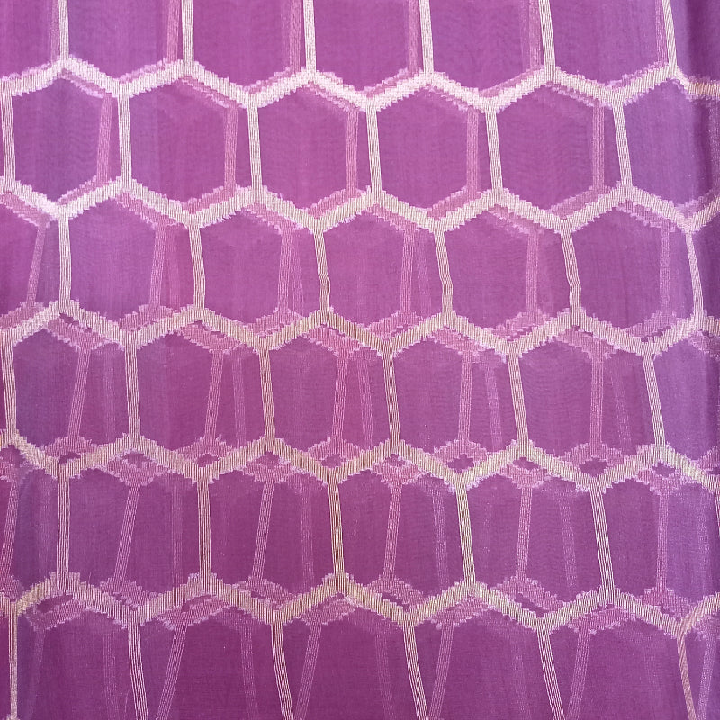Mauve Organza Colour Fabric With Geometric Pattern