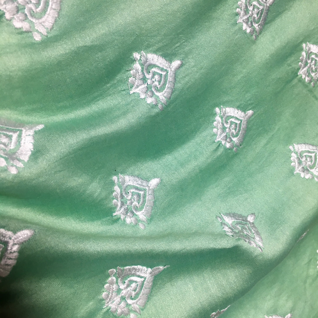 Mint Green Chanderi Embroidery Fabric