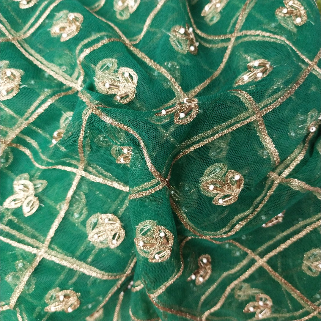 Forest Green Net Embroidery Fabric