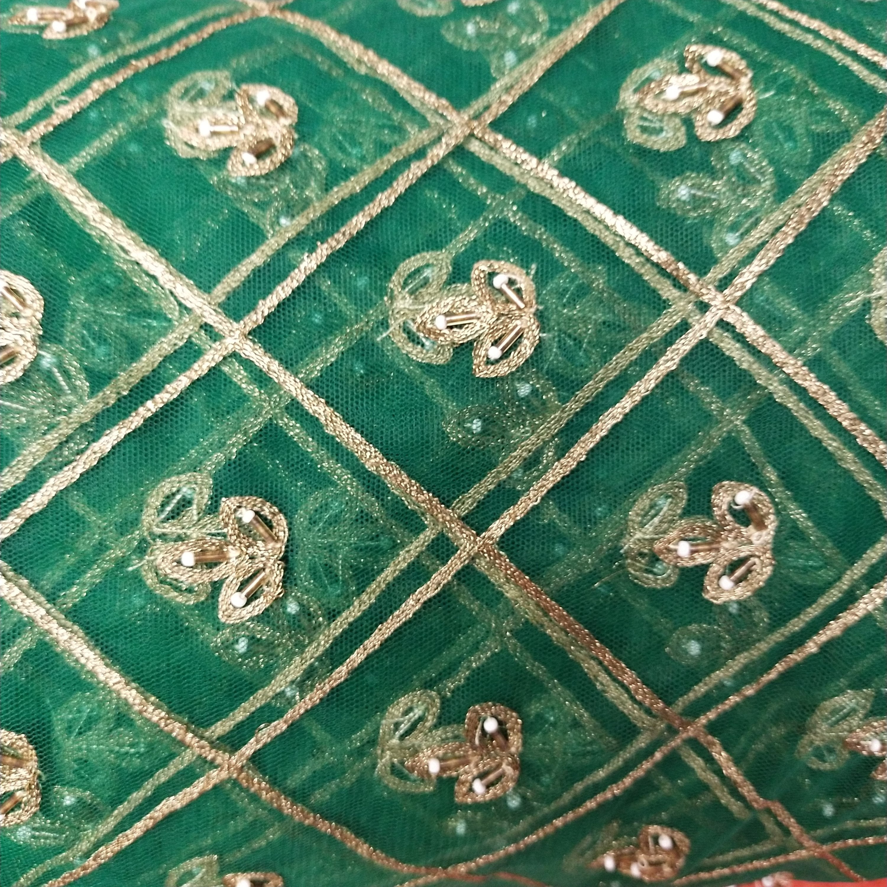 Forest Green Net Embroidery Fabric