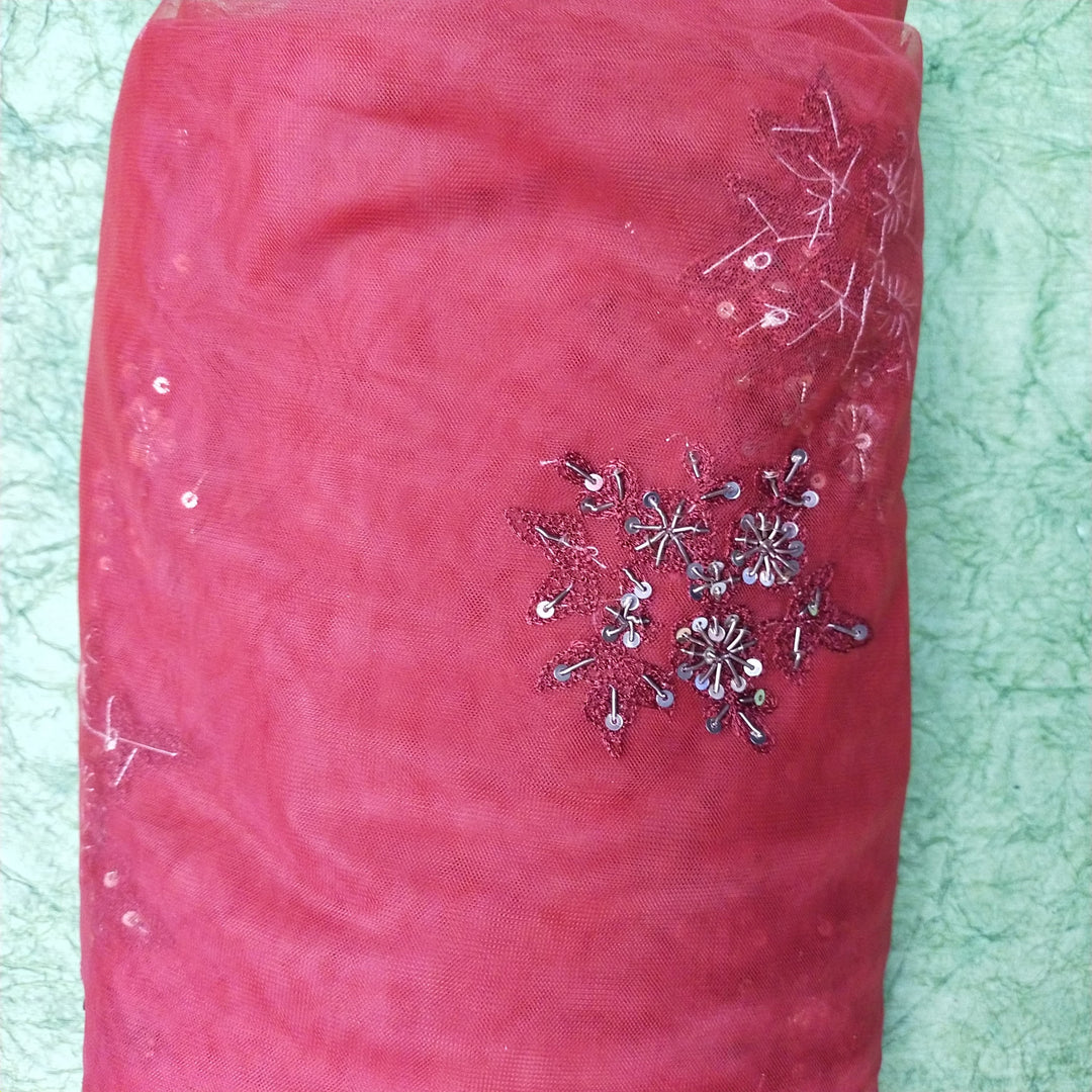 Hot Pink Net Embroidery Fabric