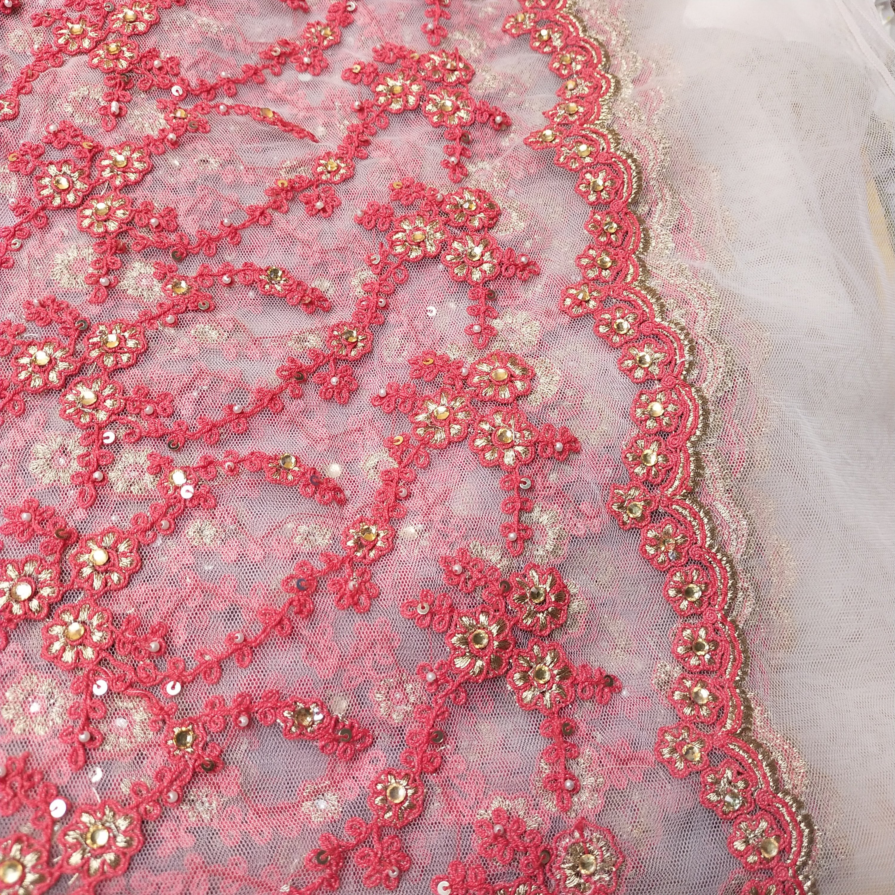 White Net Embroidery Fabric