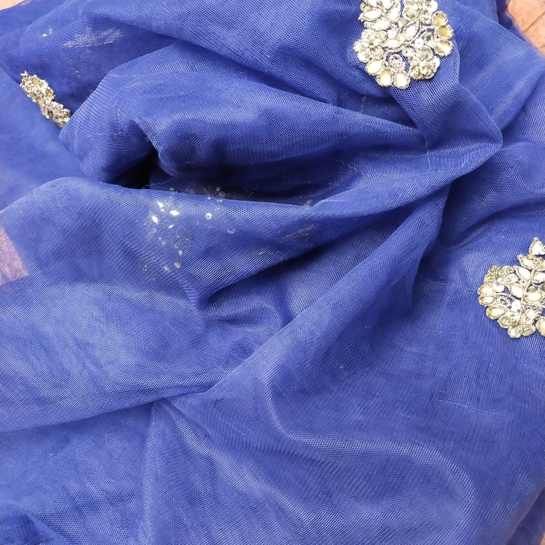 Royal Blue Net Embroidery Fabric