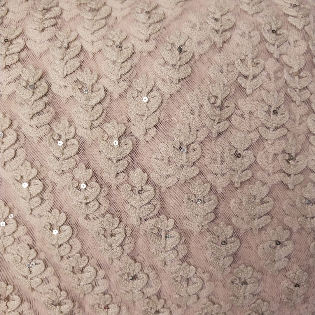 Peach Net Embroidery Fabric