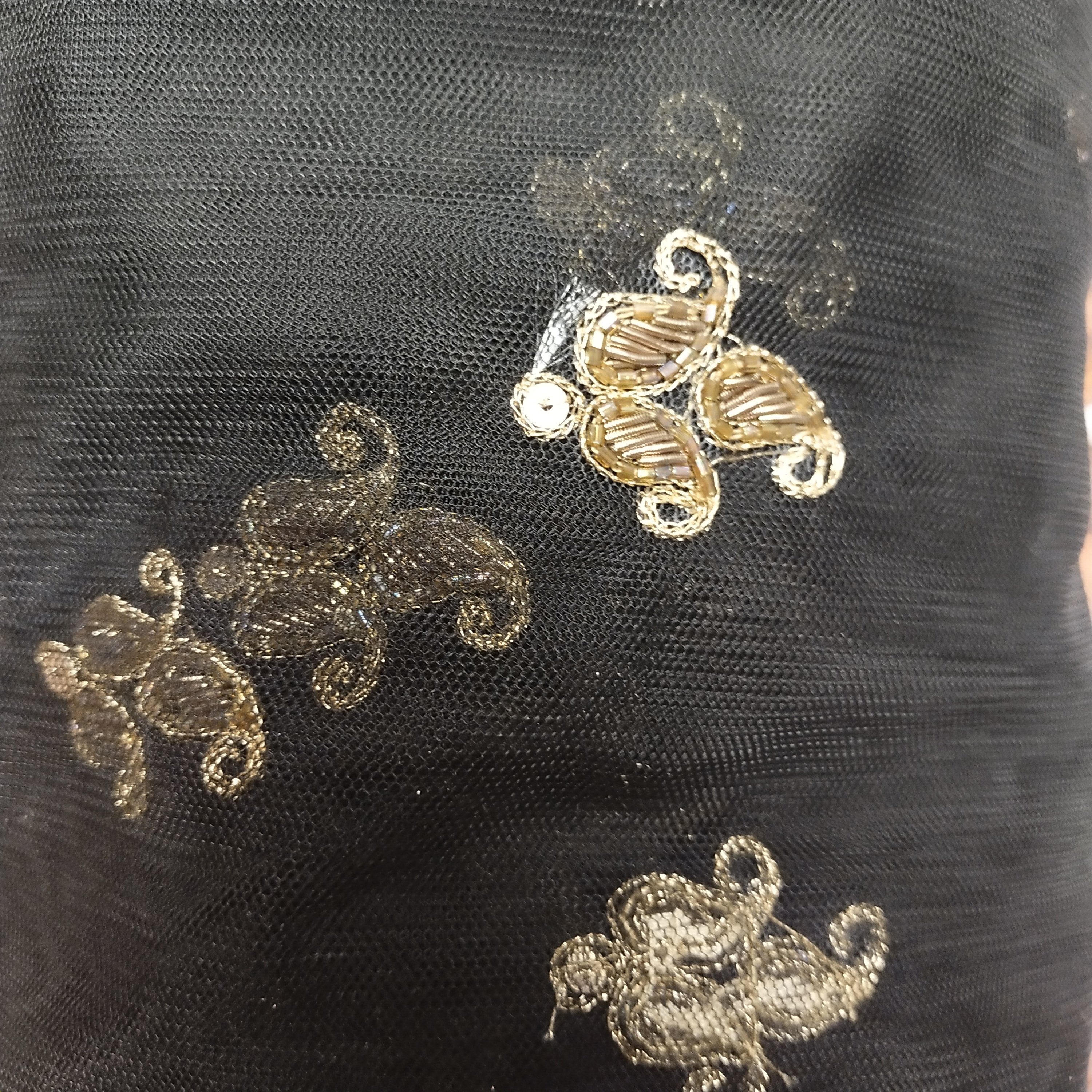 Black Net Embroidery Fabric