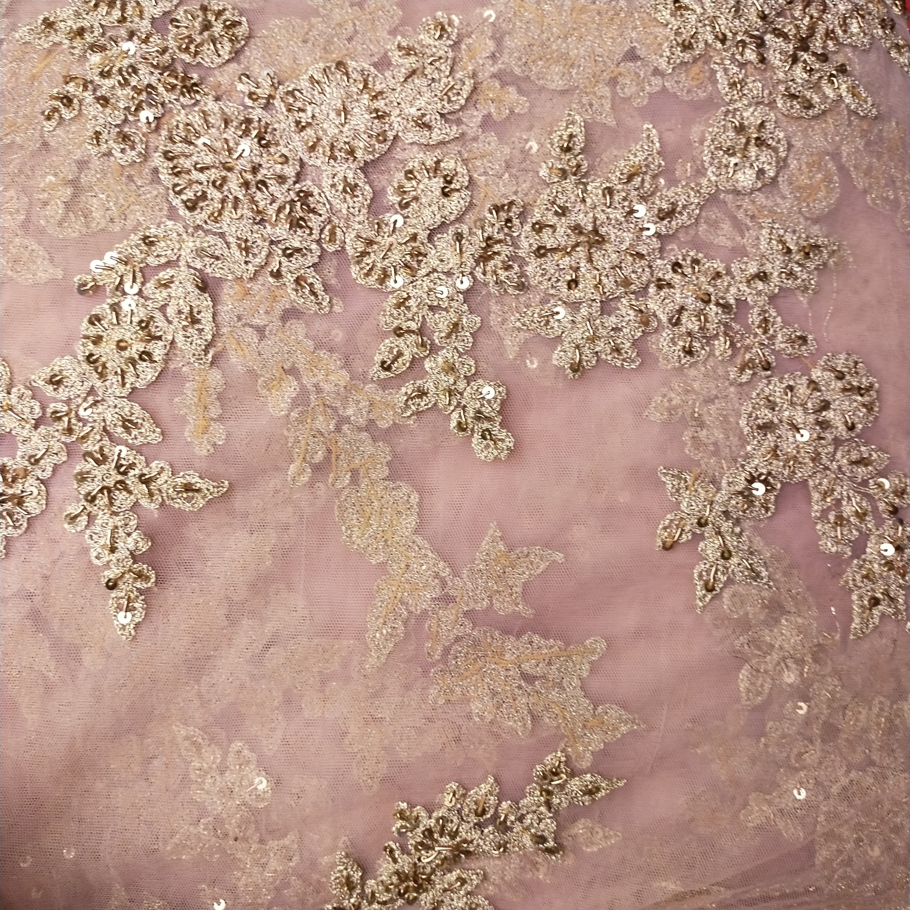 Rose Pink Net Embroidery Fabric