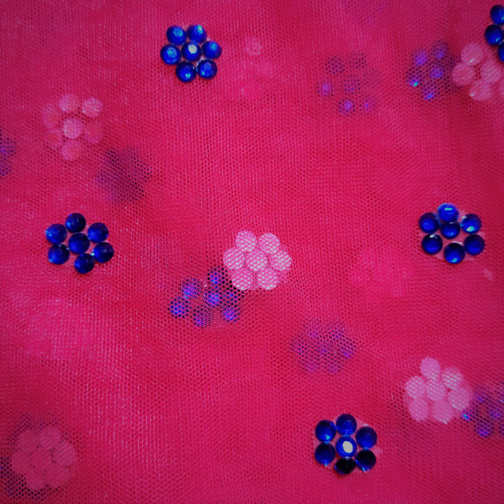 Froly Red Sequins Embroidery Net Fabric