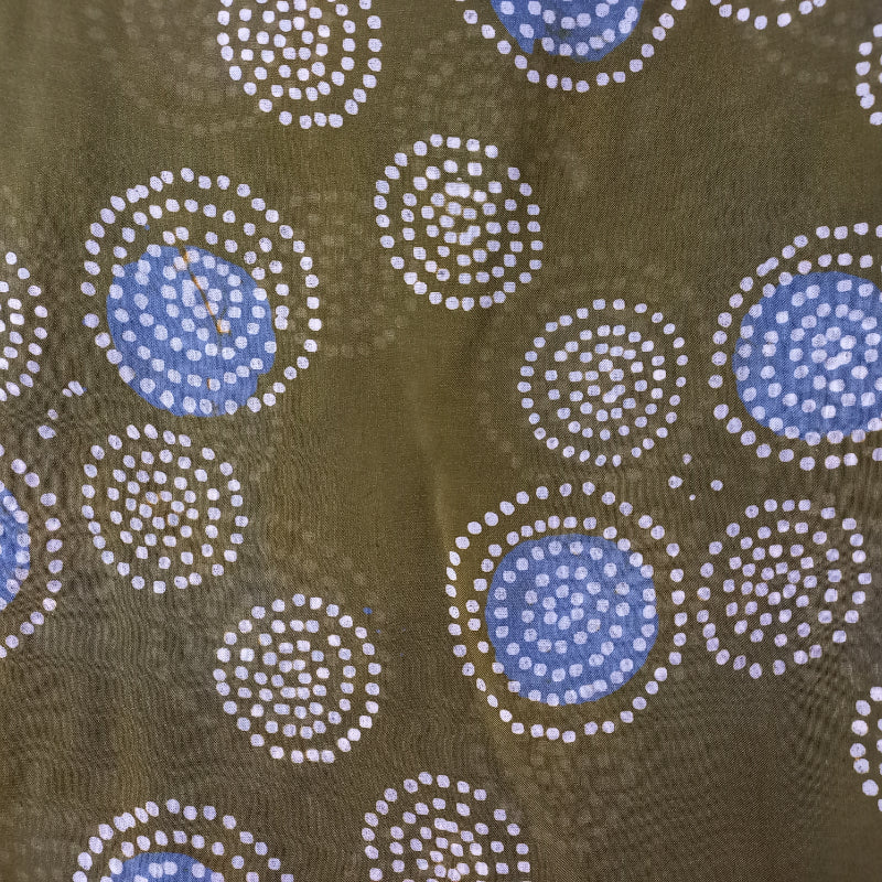 Dark Army Green Color Digital Printed Silk Fabric