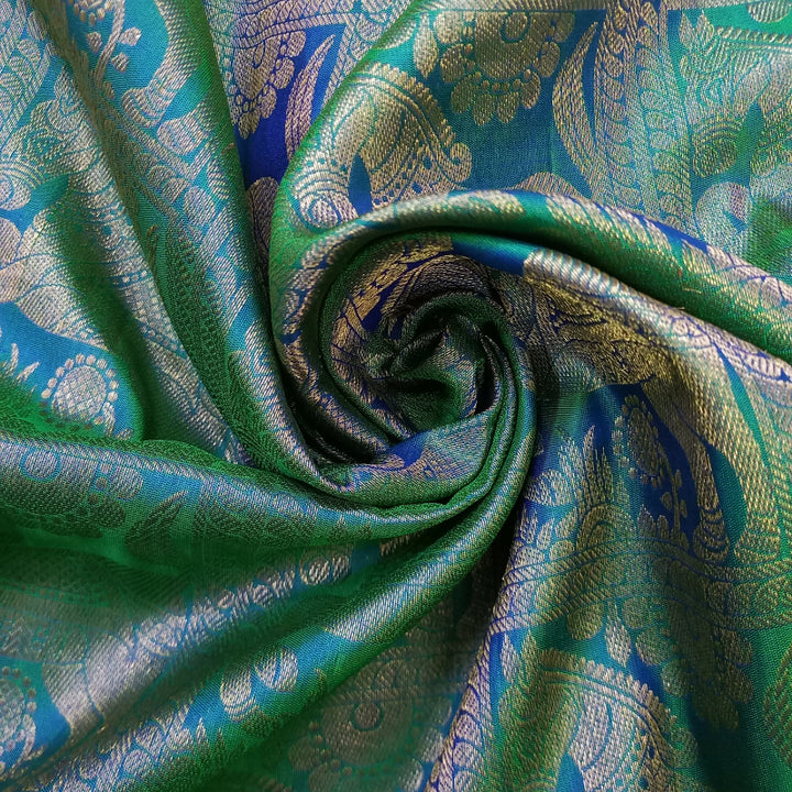 Dark Green Color Kanchi Silk Fabric