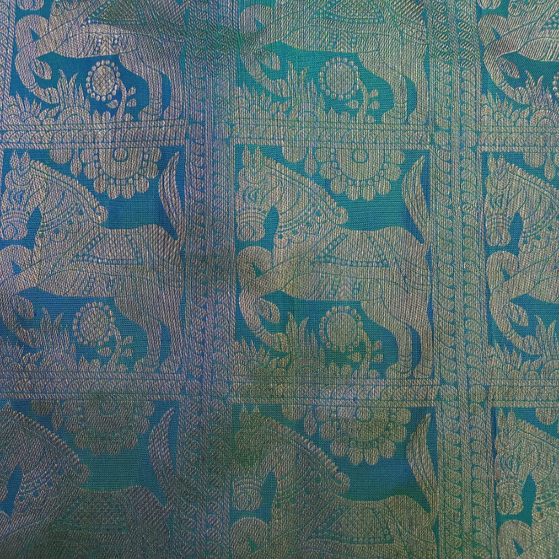 Dark Green Color Kanchi Silk Fabric