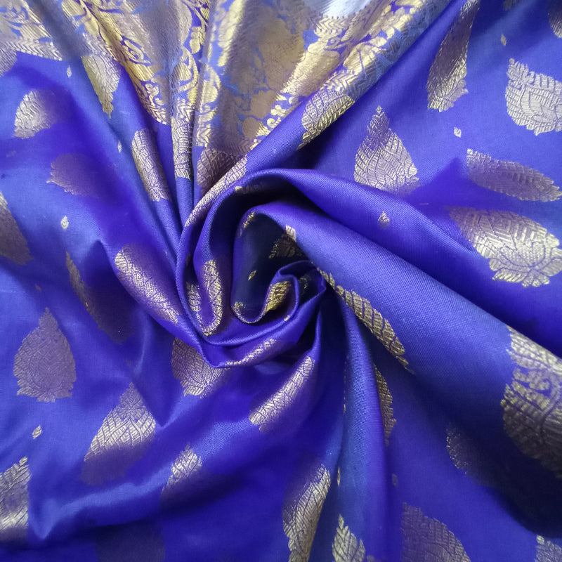 Royal Blue Color Kanchi Floral Buttas Fabric