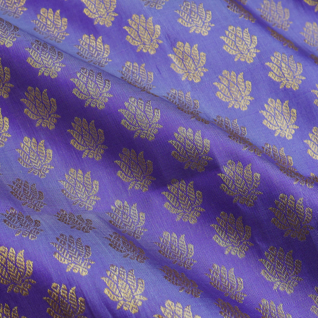 Violet Color Silk Fabric With Tiny Floral Buttis