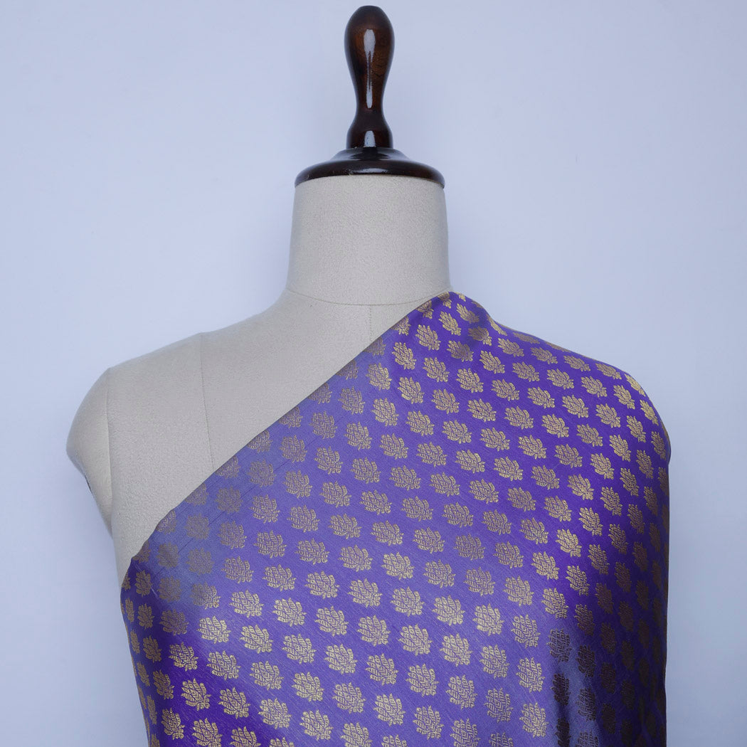 Violet Color Silk Fabric With Tiny Floral Buttis