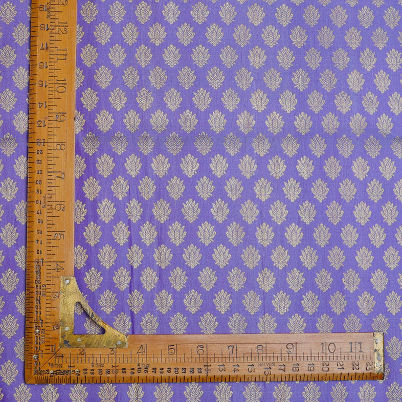 Violet Color Silk Fabric With Tiny Floral Buttis