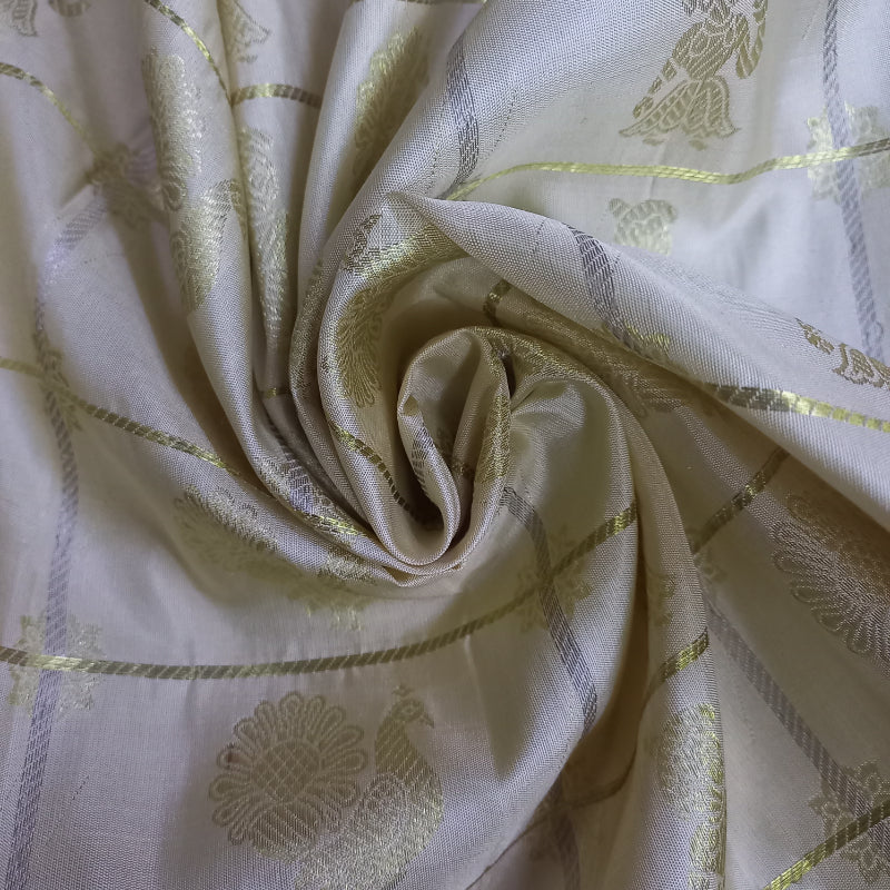 Cream Color Kanchi Silk Fabric