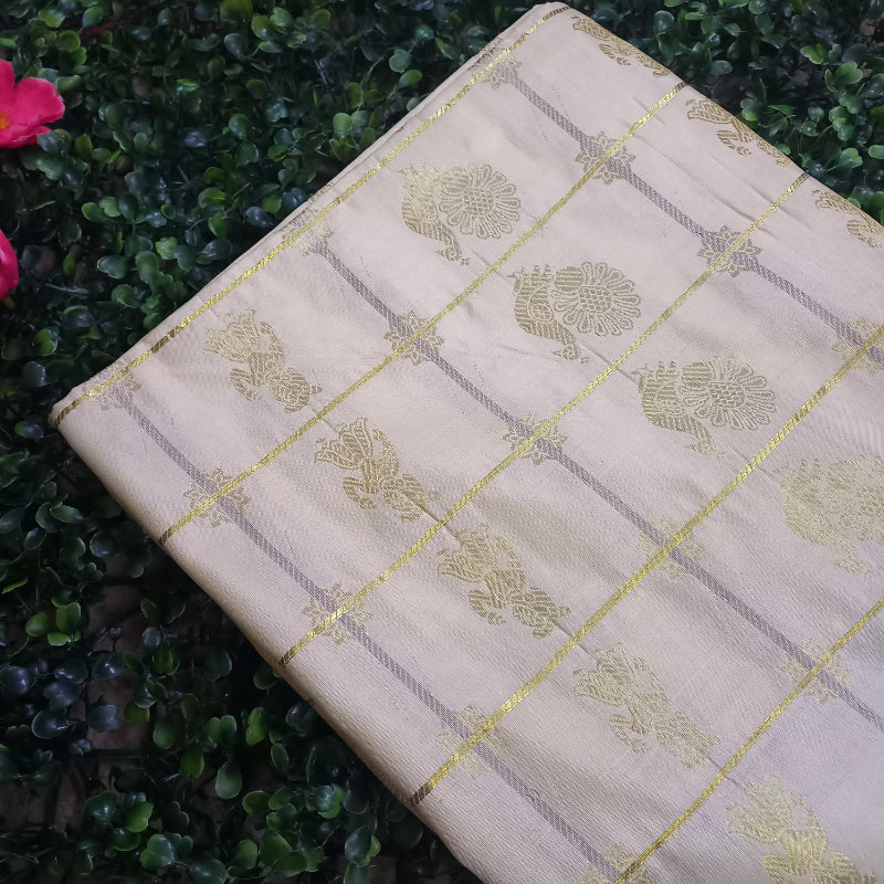 Cream Color Kanchi Silk Fabric