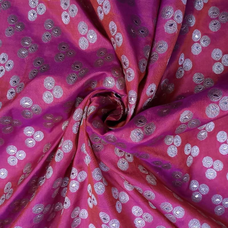 Vivid Pink Color Banarasi Fabric With Brocade Motifs