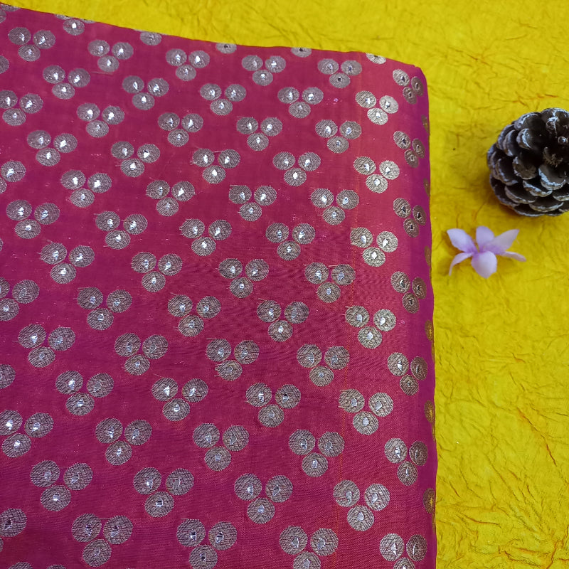 Vivid Pink Color Banarasi Fabric With Brocade Motifs